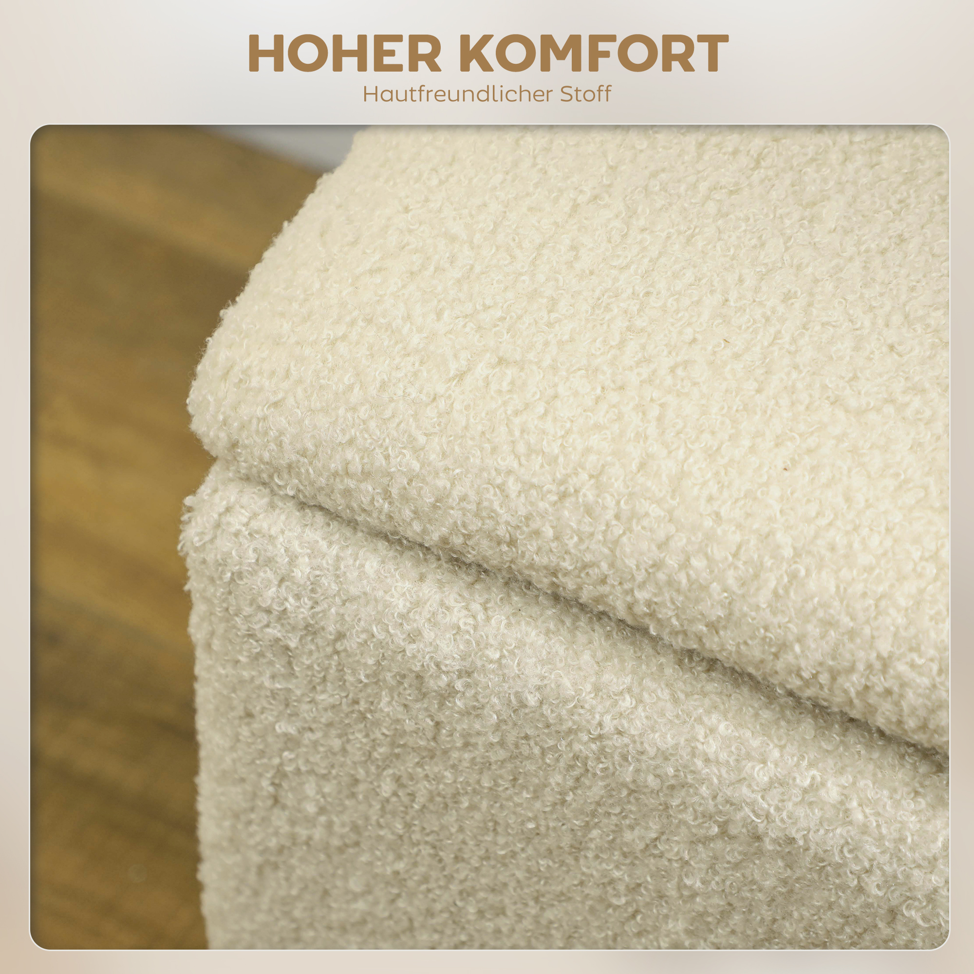 Sitzbank im Vintagedesign, Schuhbank, versteckter Stauraum, Kaschmir-Optik, Beige + Schwarz