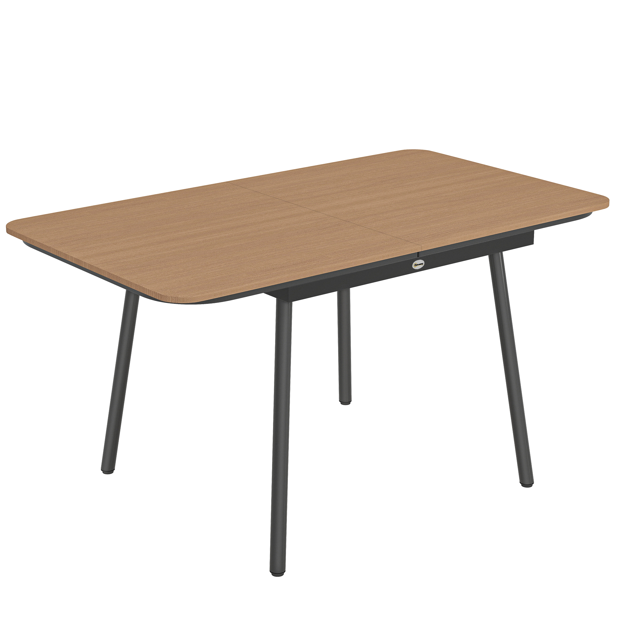 Gartentisch 140 x 80 cm für 6 Personen rostbeständig Outdoor Esstisch mit WPC-Tischplatte Verstellbare Füße, Teak