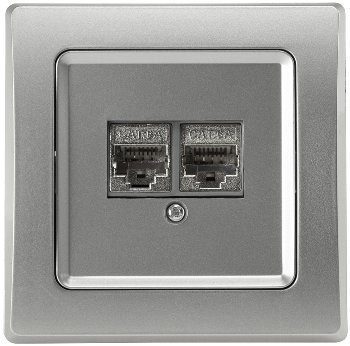 DELPHI Netzwerk-Dose 2x CAT6 - inkl. Rahmen, UP, silber DELPHI Netzwerk-Dose 2x CAT6 - inkl. Rahmen, UP, silber