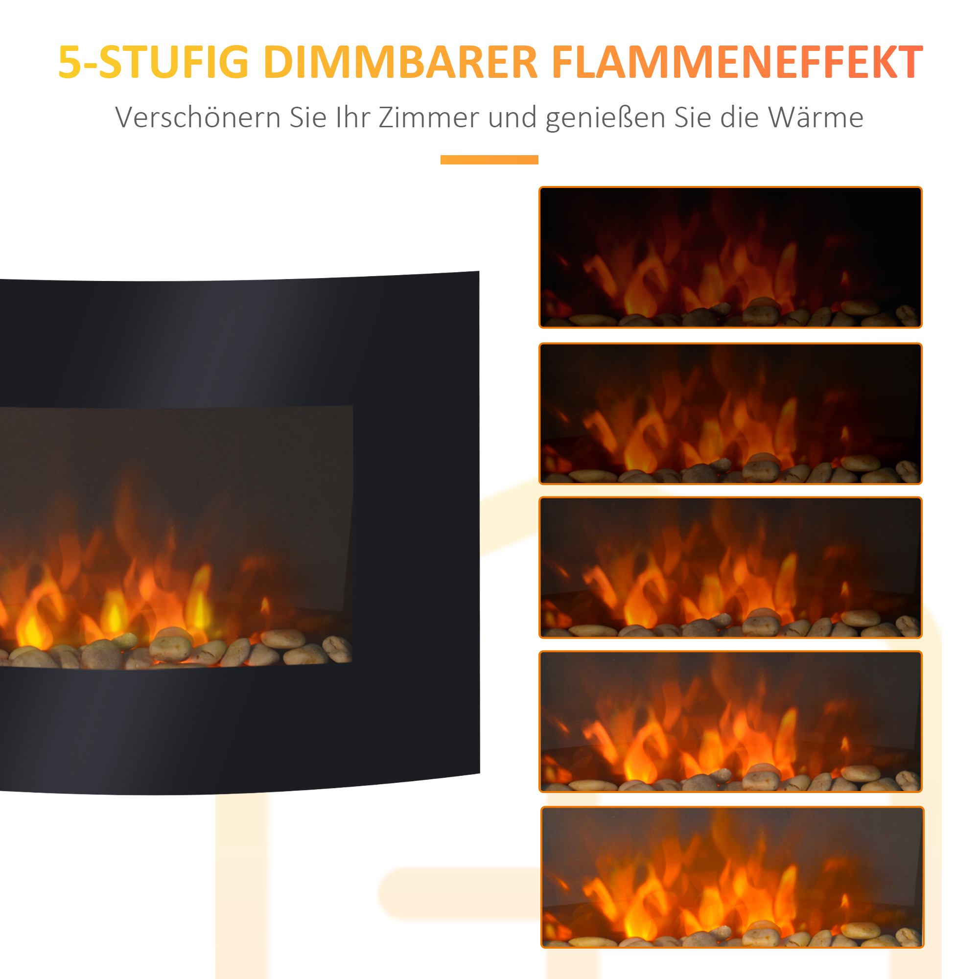 Elektrokamin Kamin Kaminofen Elektrischer Wandkamin 65 x 11,4 x 52cm