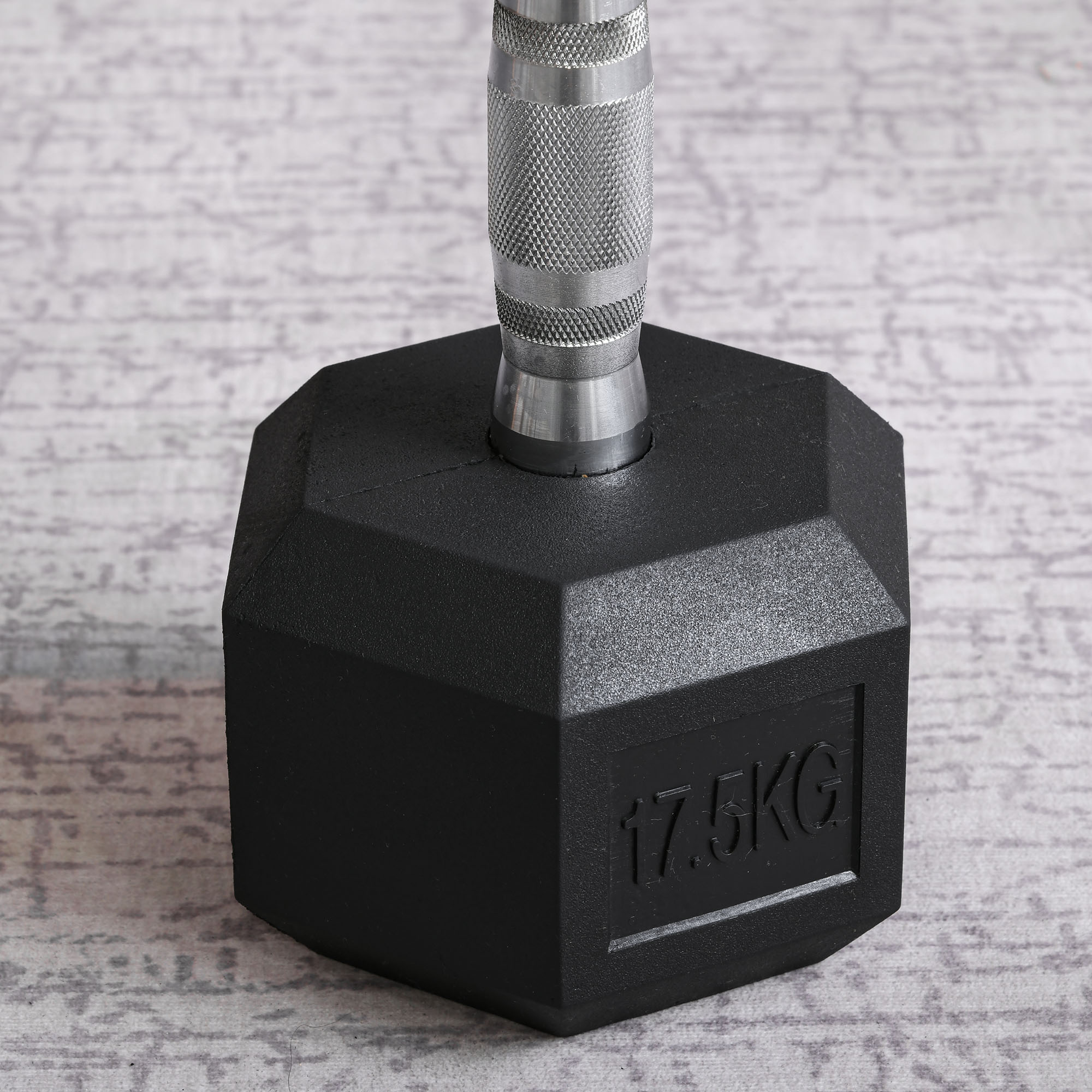 Kurzhantel, 17,5 kg Hantel, Hantel, Gewicht, Anti-Rutsch-Griff, Schwarz + Silber