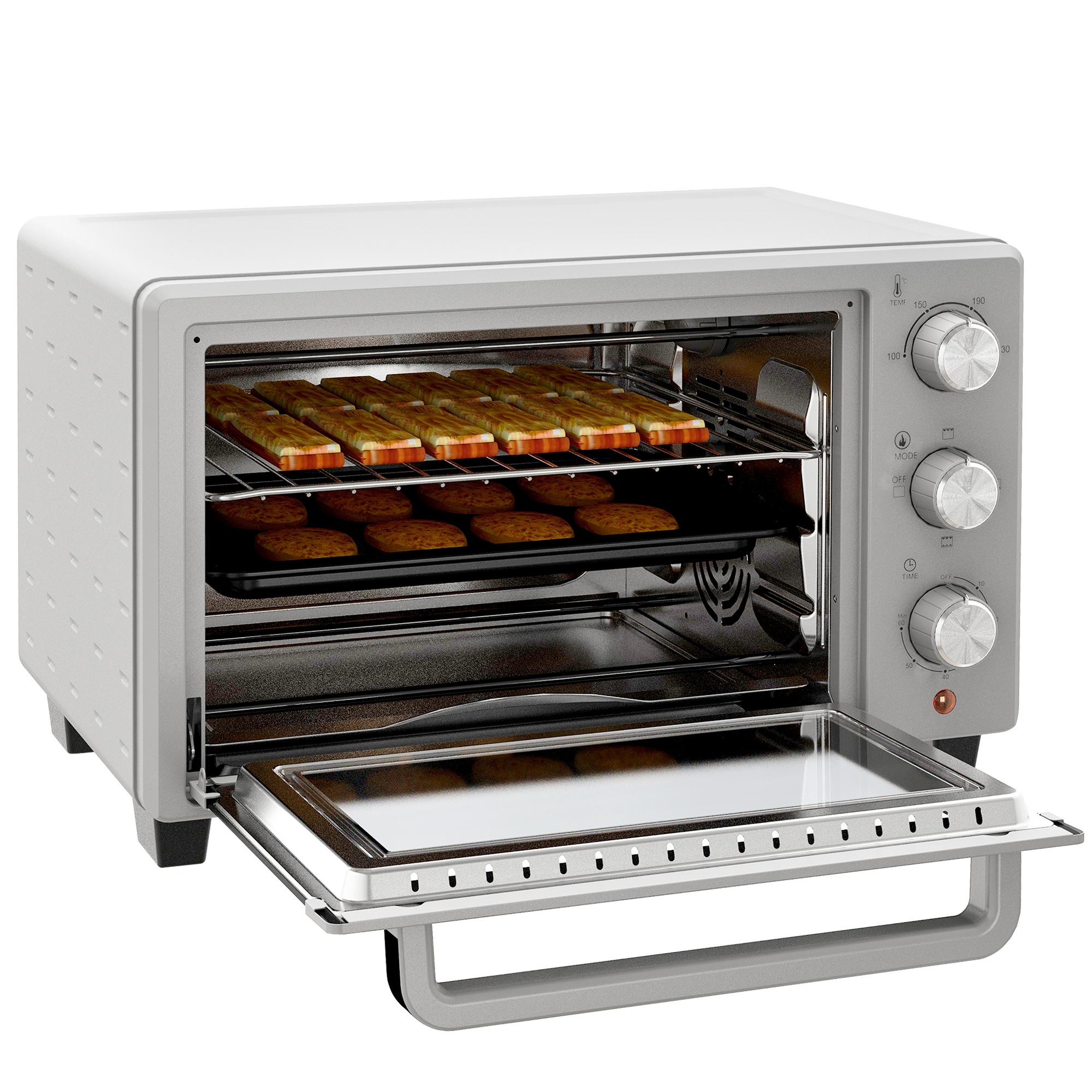 Minibackofen, 21 L Toasterofen mit 1 Drahtgestell und 1 Backblech, 3 Kochmodi, 100 °C-230 °C, Edelstahl, Glas, Silber Minibackofen, 21 L Toasterofen mit 1 Drahtgestell und 1 Backblech, 3 Kochmodi, 100 °C-230 °C, Edelstahl, Glas, Silber