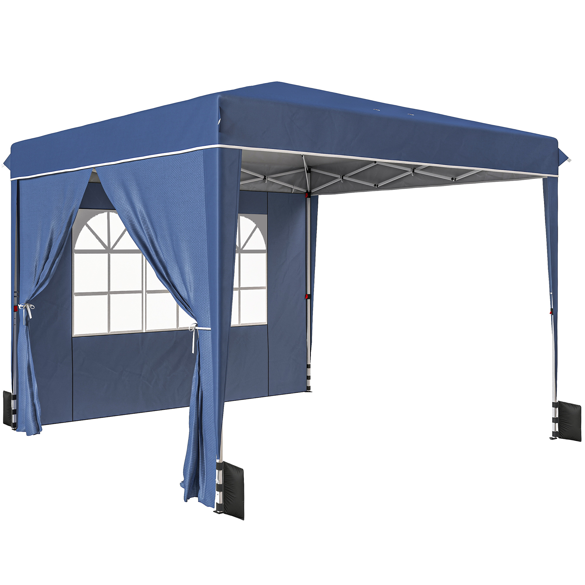 Pavillon 3 x3 m Wasserdicht höhenverstellbar Pop-up Faltpavillon mit 2 Seitenteilen, UV 50+ Faltbar Dunkelblau