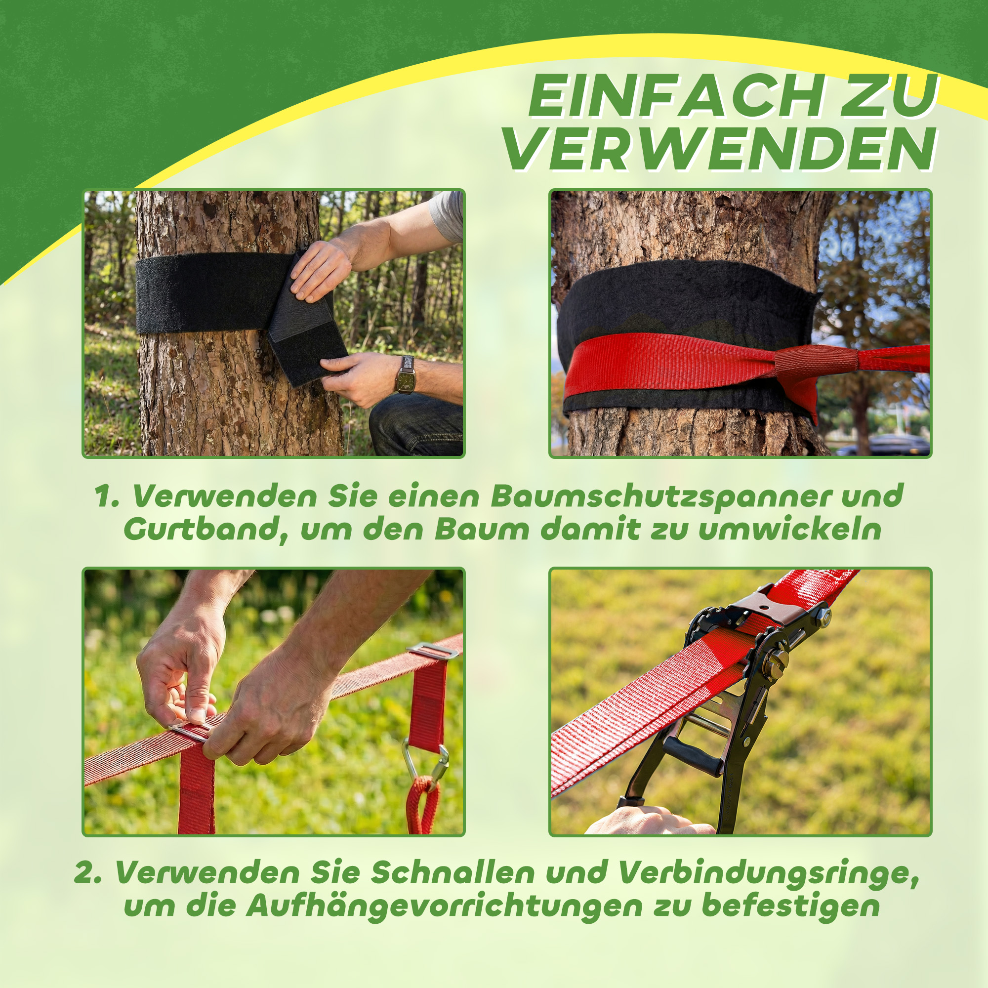 Ninja Line Kinder 10m Slackline Set mit Turnringe Schaukel Kletterleiter Kletternetz für 3-6 Jahre 1000x300x180 cm Rot
