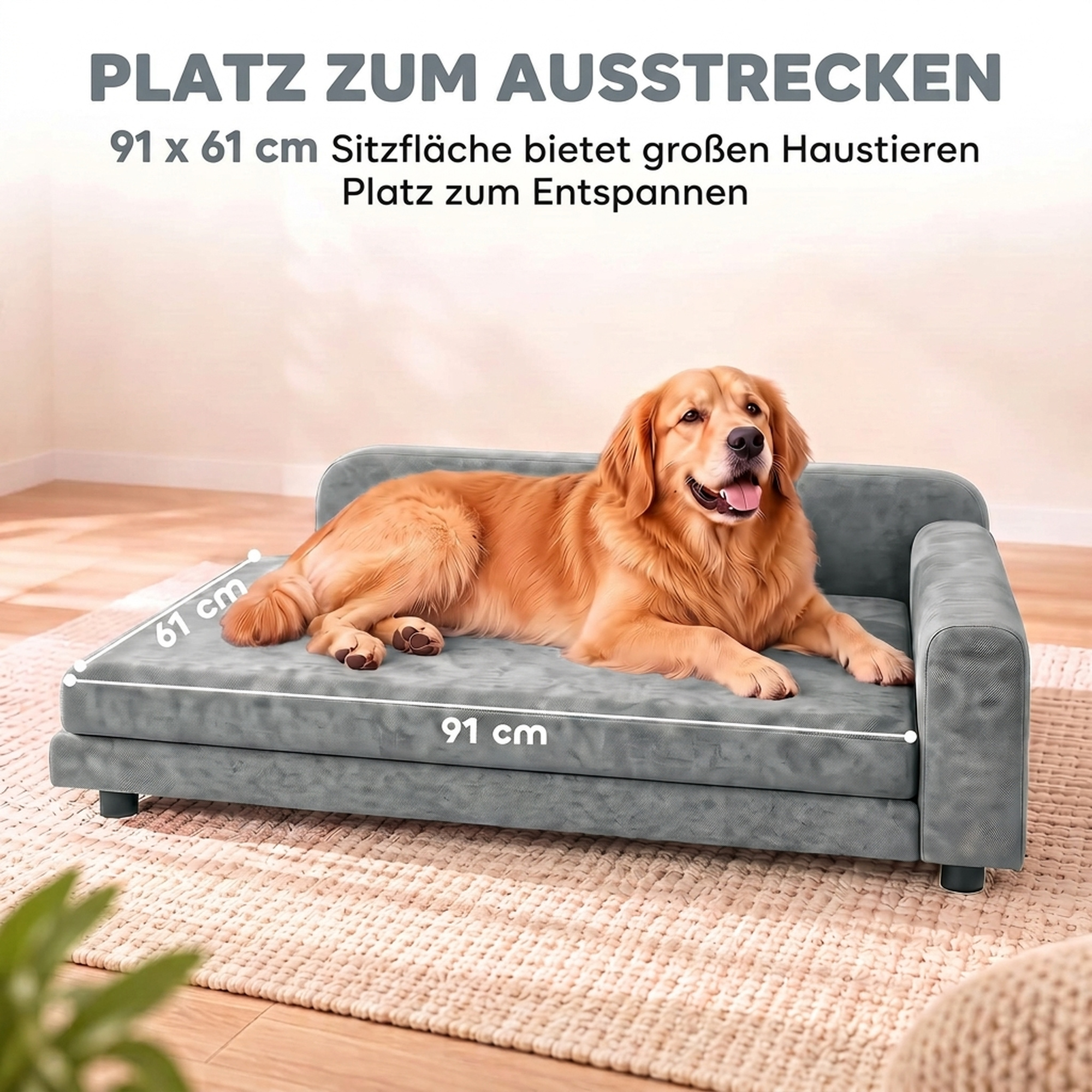 Hundesofa XL orthopädisches Hundebett mit Rückenlehne Abnehmbar Kissen für große Hunde unter 35 kg