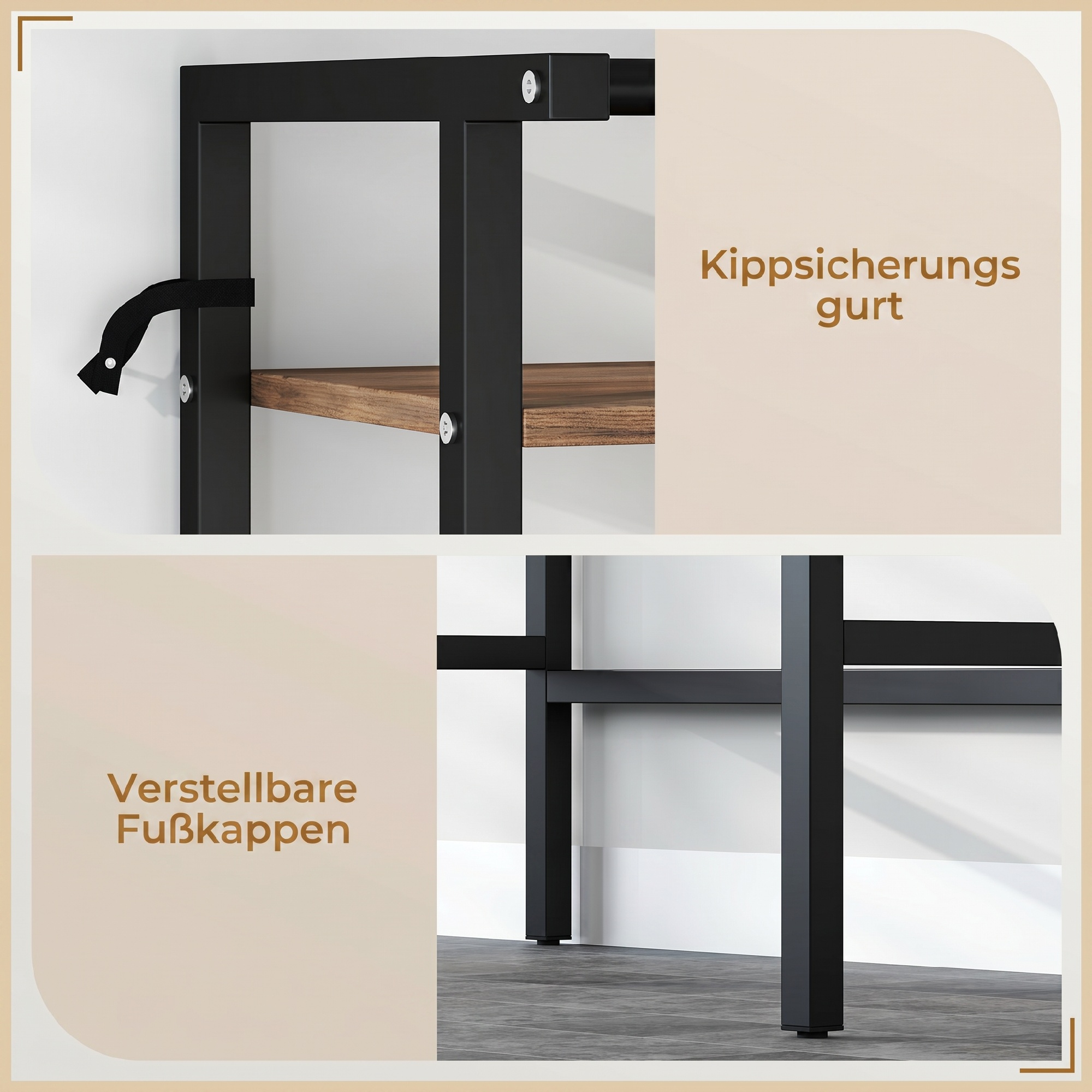 Waschmaschinenregal Badezimmerregal mit Trockenstange, 3 Ebenen für Bad, Waschküche, 67 x 40 x 161,8 cm, Braun