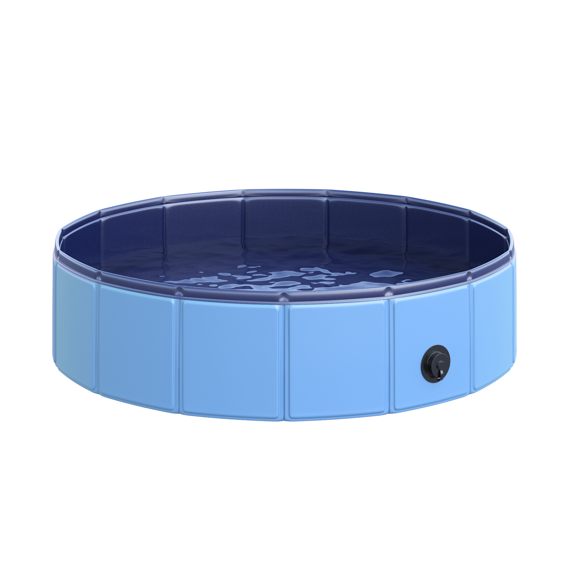 Hundebadewanne faltbar Badewanne Hundepool Plantschbecken Swimmingpool Wasserbecken für Hunde und Katzen Schwimmbecken Kunststoff+Holz Blau Ø80 x H20 cm