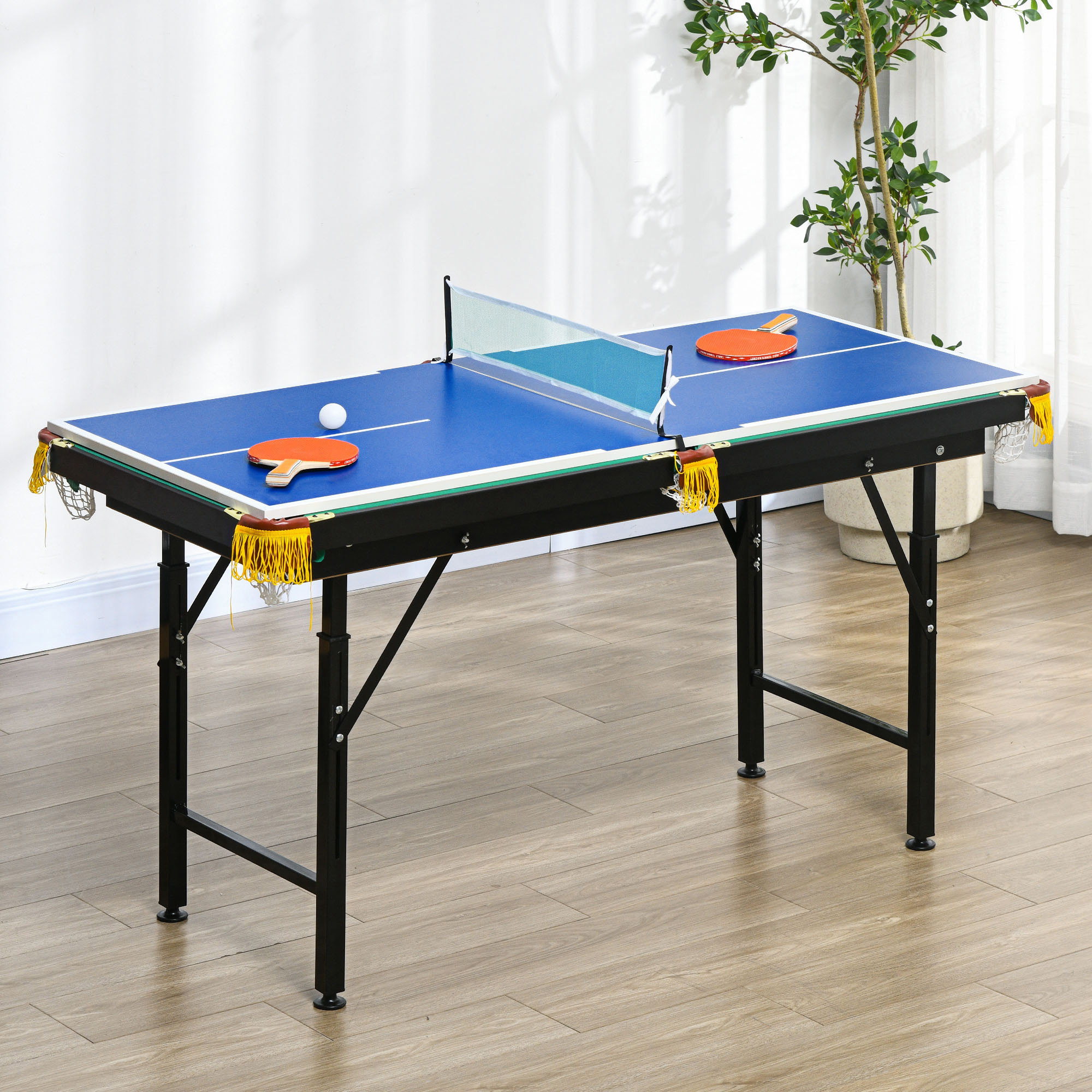 2-in-1 Billardtisch, Tischtennisplatte, mit Zubehör, 140x63x80cm, Blau/Grün