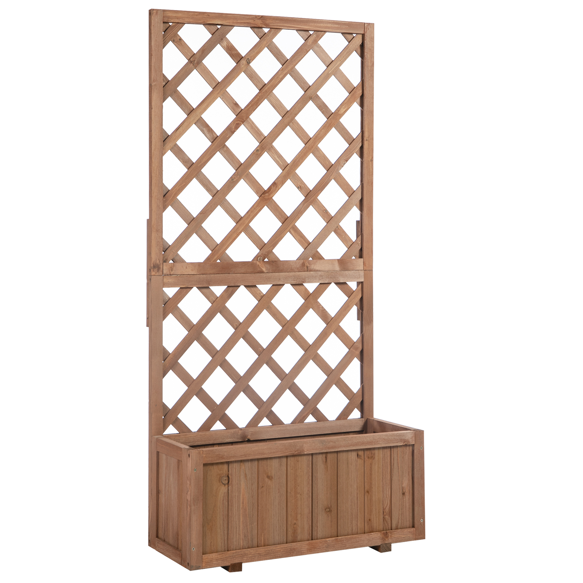 Hochbeet Pflanzenkasten mit Rankgitter, Spalier Pflanzkübel, Blumenkasten Holz, 72,5x31,5x149,5cm für Garten Balkon Terasse, Blumenkübel für Kletterpflanzen, Blumen, Orange