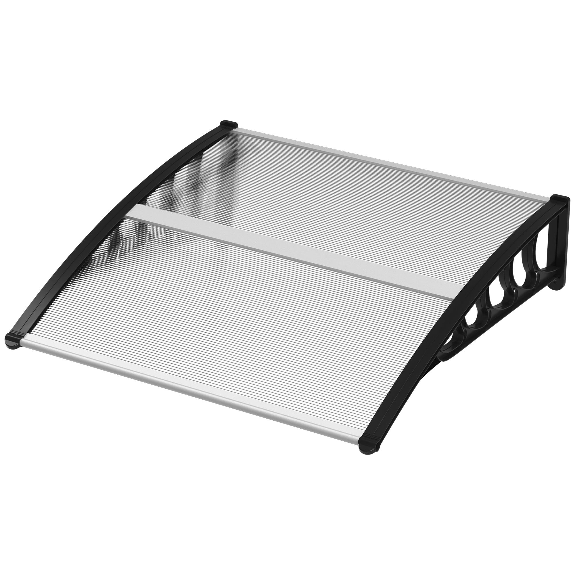 Vordach für Haustür/Fenster, wetterfest, transparent, Aluminium/Polycarbonat, 103x96,5x27cm, Schwarz
