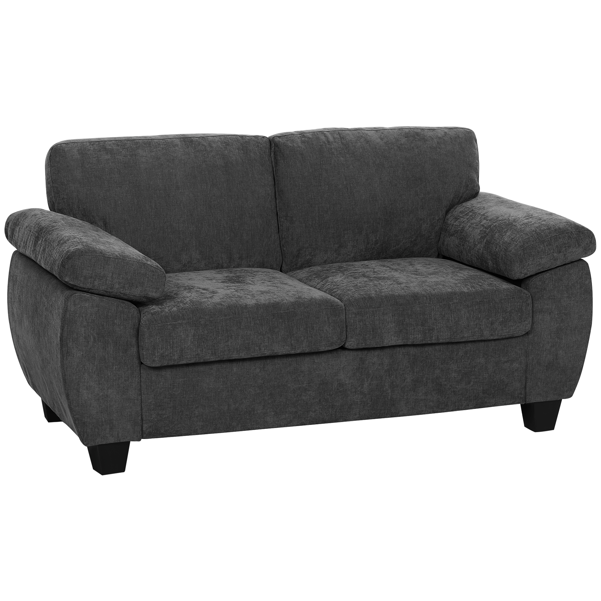 2-Sitzer-Sofa, 156 cm Chenille-Sofa mit dicken Federkernpolstern, breiten gepolsterten Armlehnen, 300 kg Tragkraft, Dunkelgrau