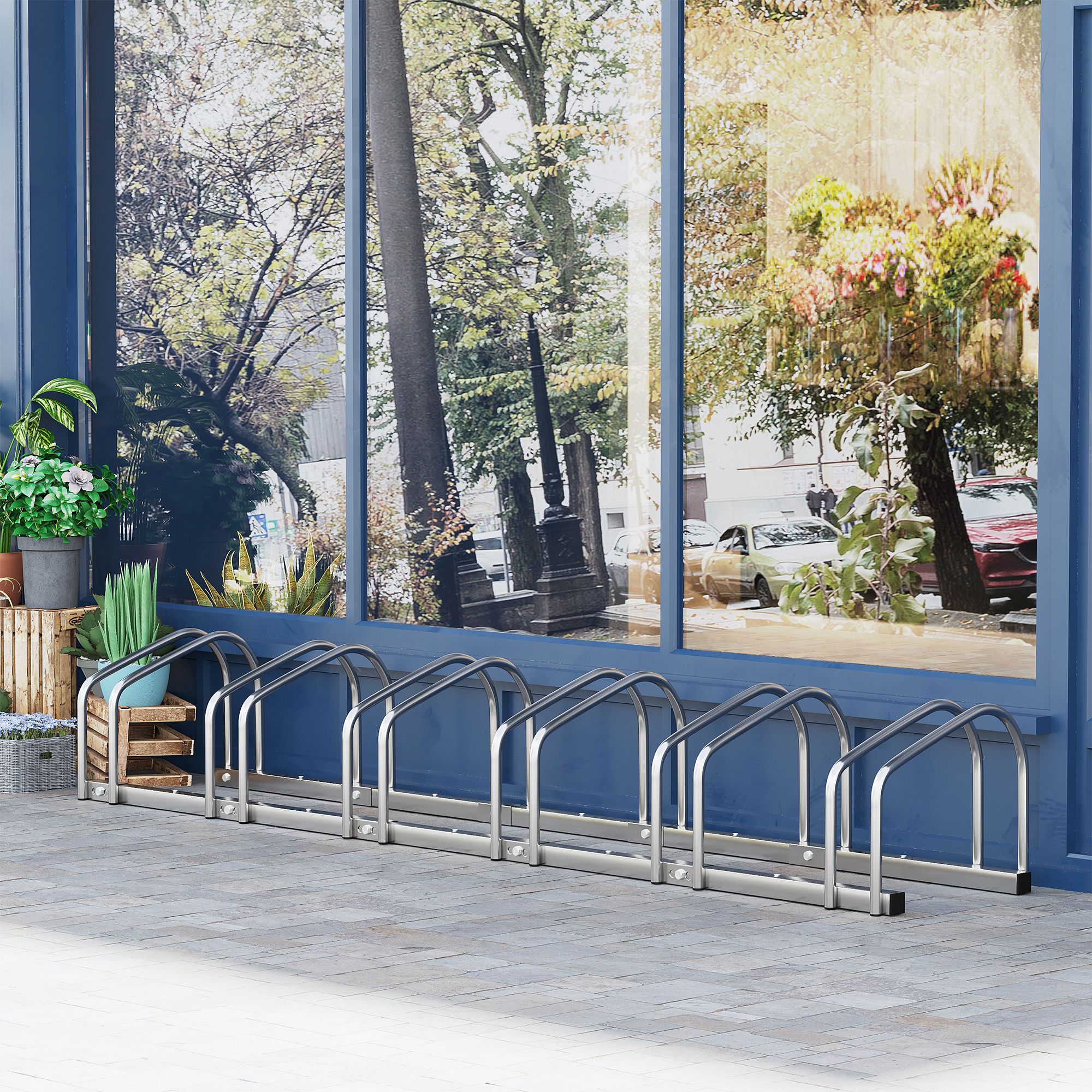 Fahrradständer für 6 Fahrräder wetterfest Wand- oder Bodenmontage Stahl 179 x 33 x 27cm