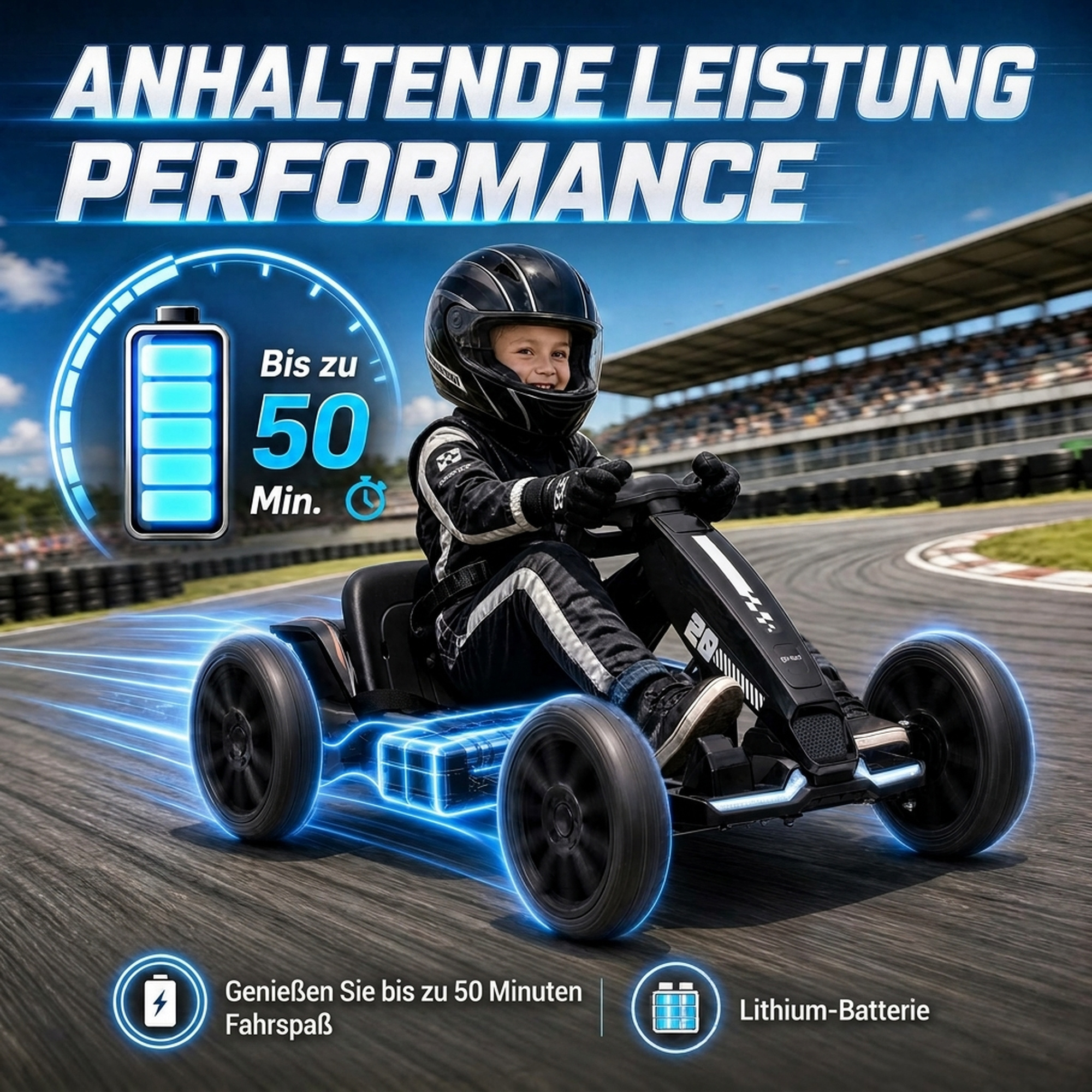 Elektro Go-Kart für Kinder 12V Gokart mit 2 Motoren, 4-fach verstellbarem Sitz Sanftanlauf EVA-Räder LED-Scheinwerfer