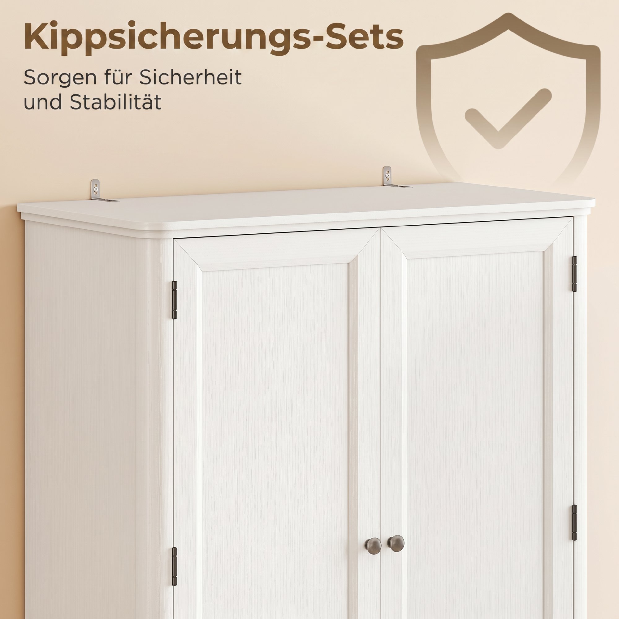 Küchenschrank mit 4 Türen, Schublade und verstellbaren Einlegeböden für Küche, 80 x 39,5 x 186,4 cm Weiß