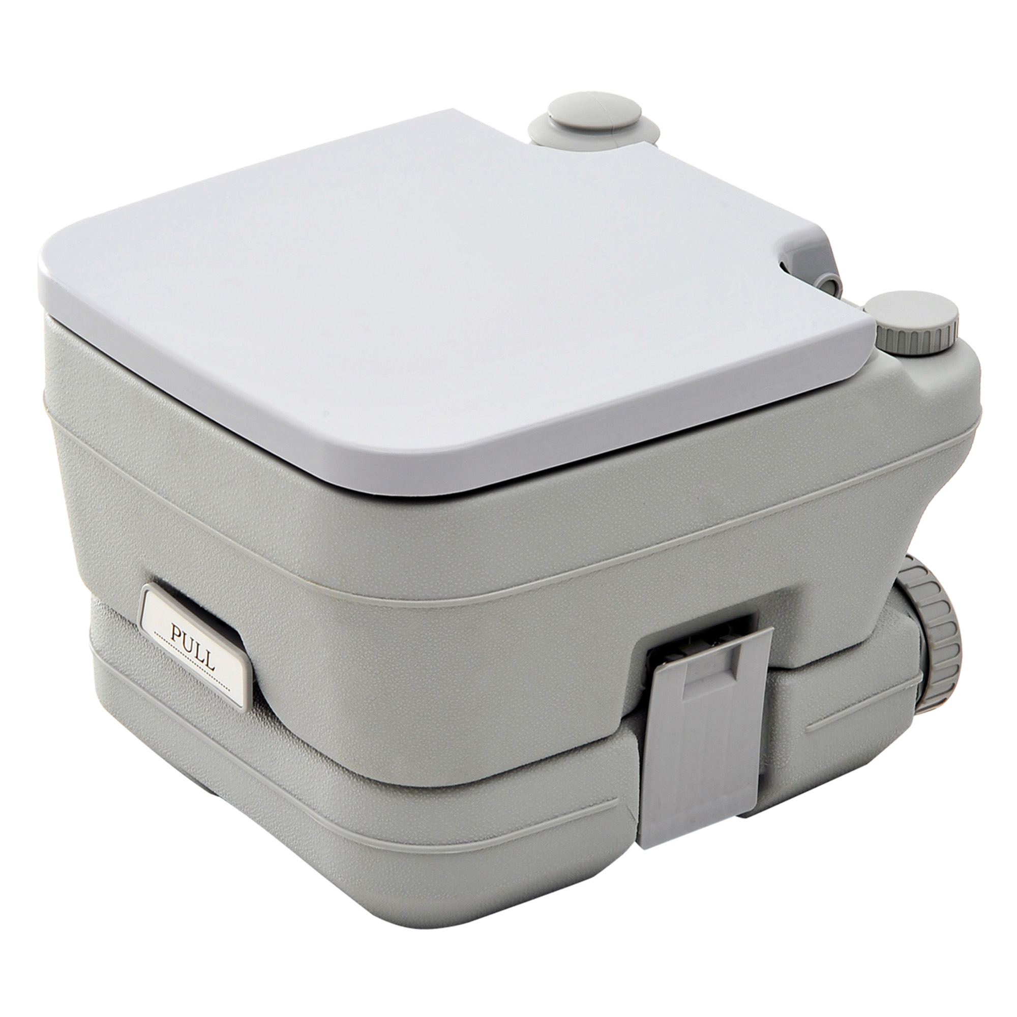 Outdoor-WC, tragbare Toilette, Abfalltank, Spültank, Kunststoff, Deckel, Grau