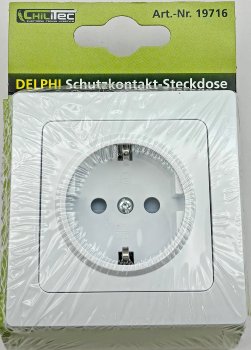 DELPHI Schutzkontakt-Steckdose / 250V~/ 16A, inkl. Rahmen, UP, weiß