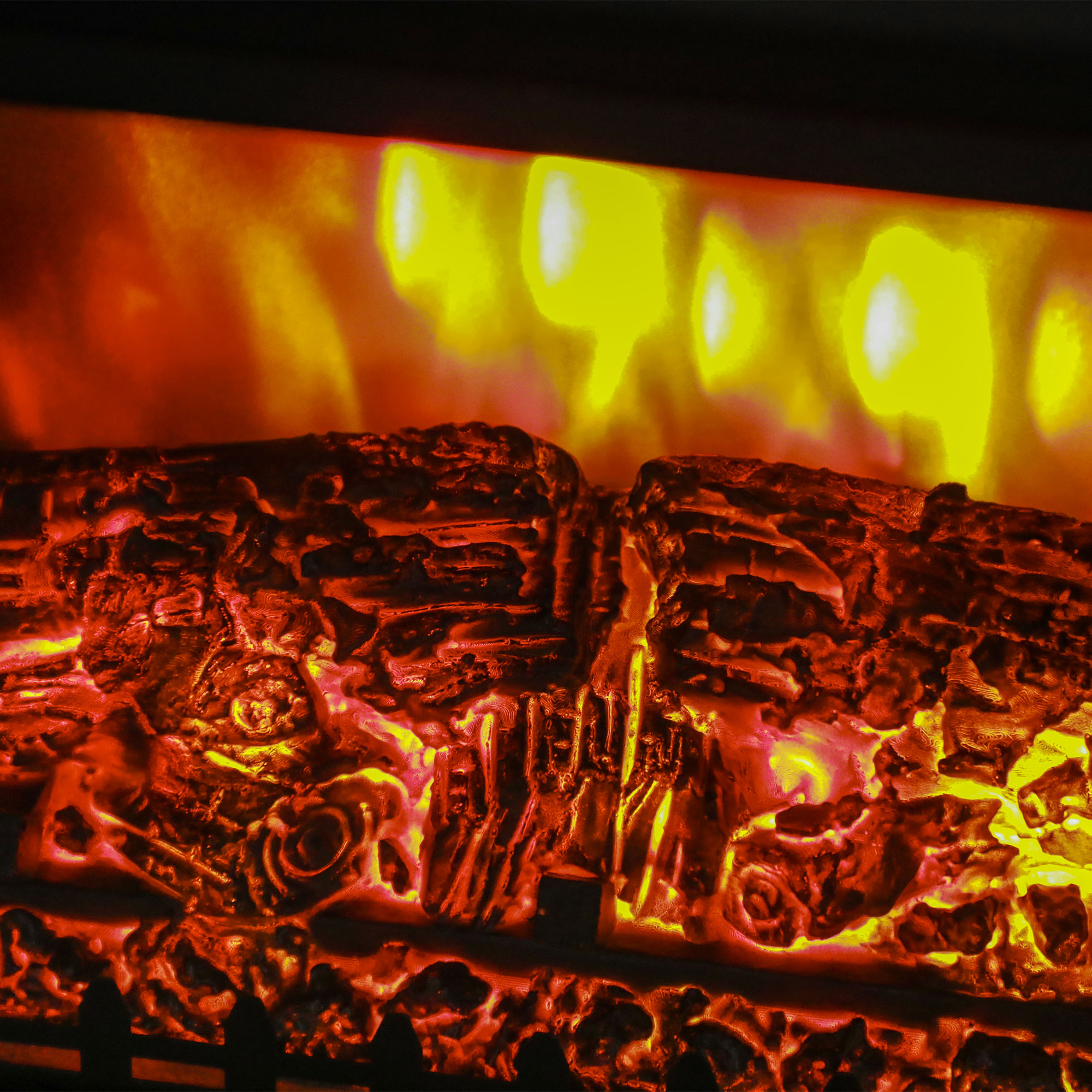 Elektrischer Kamin mit realistischem Feuereffekt, Überhitzungsschutz und niedrigem Geräuschpegel, 1800W, Schwarz