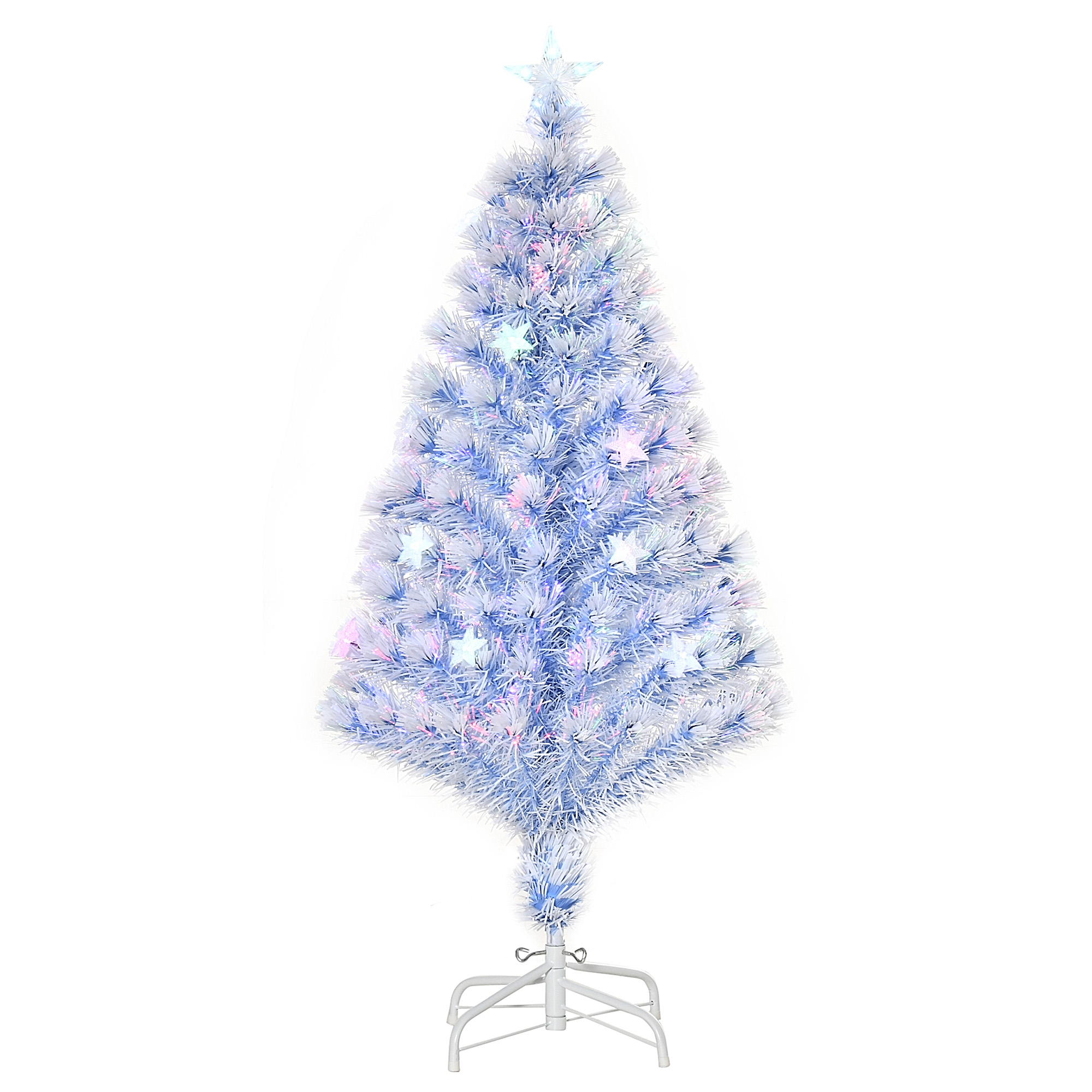 künstlicher Weihnachtsbaum mit 3 LED-Leuchten Christbaum Tannenbaum PVC Metall Weiß+Blau Ø60 x 120H cm