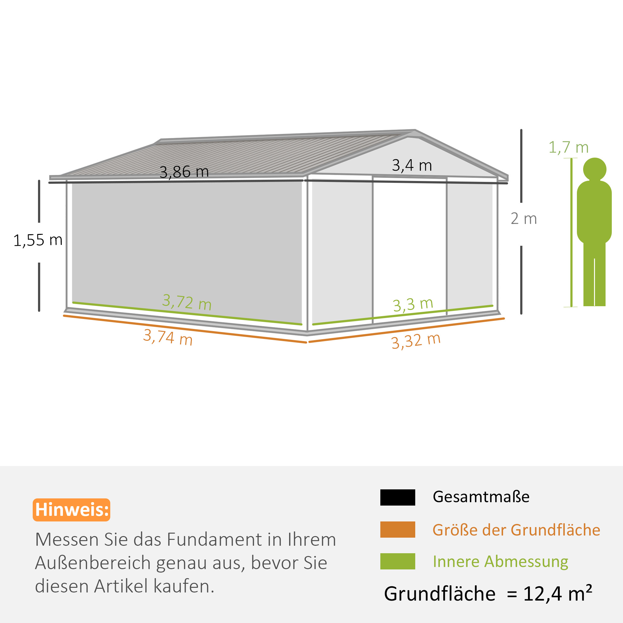 Geräteschuppen, Wetterfestes Gartenhaus für Gartengeräte, mit Belüftungsfenstern, Schiebetüren, Stahl, Braun