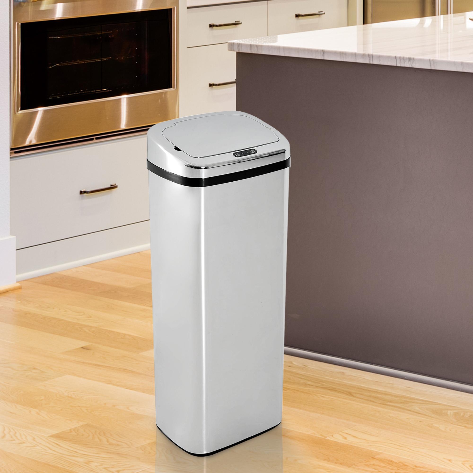 Sensor Mülleimer 50L Automatik Mülleimer mit Bewegungssensor, Wasserdichter Abfalleimer für Büro, Schlafzimmer, Küchen Edelstahl Silber