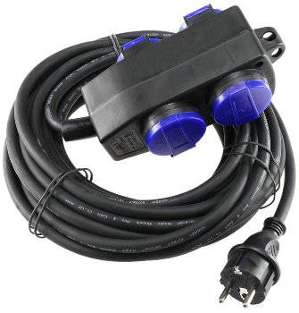 Werkstatt-Steckdose, 4-fach, 10m Kabel / IP44, mit Aufhänger, H07RN-F 3G1,5mm²