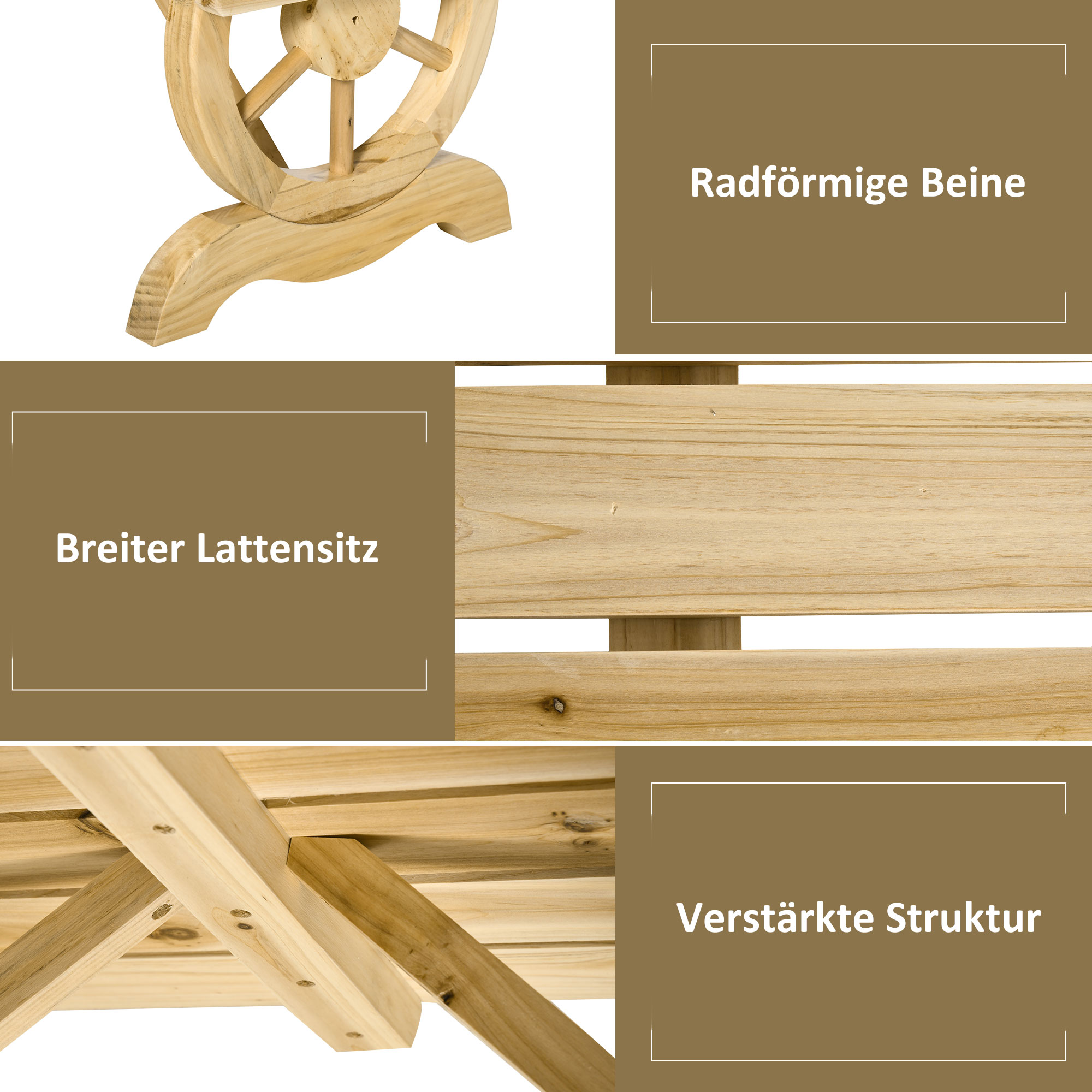 Gartenbank Holz Wetterfest Sitzbank Gartenmöbel Rustikale Bank Natur 98 x 50 x 39,5 cm