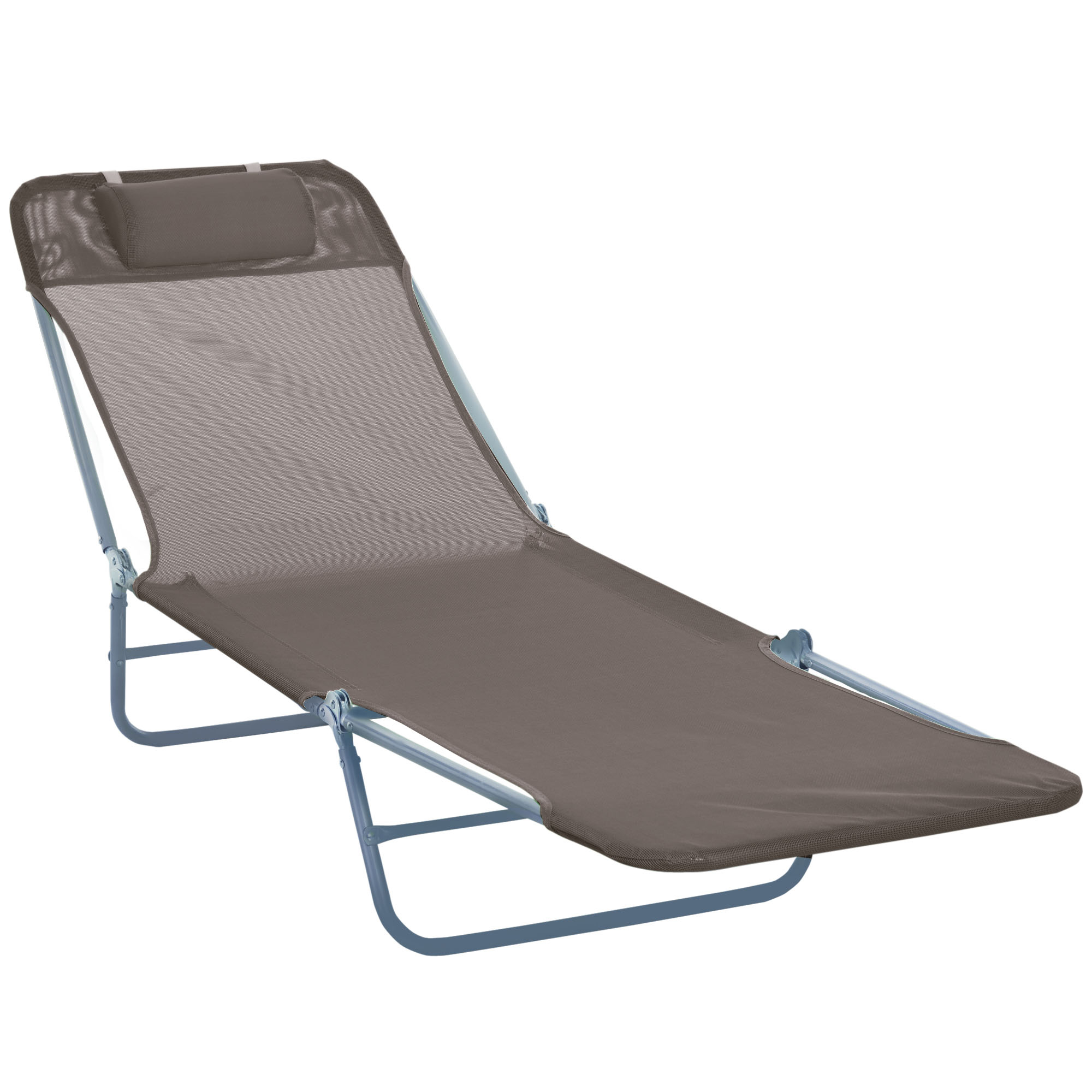 Sonnenliege klappbar Gartenliege mit Kopfkissen Liegestuhl verstellbar mit 5-Fach Campingliege bis 120kg belastbar für Garten, Balkon und Pool geeignet, 4 Farben(Braun)
