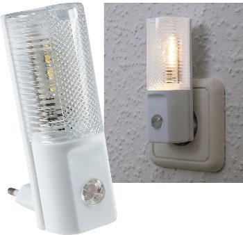 LED Nachtlicht mit Tag/Nacht-Sensor - 230V, warmweiße LEDs, nur 1W LED Nachtlicht mit Tag/Nacht-Sensor - 230V, warmweiße LEDs, nur 1W