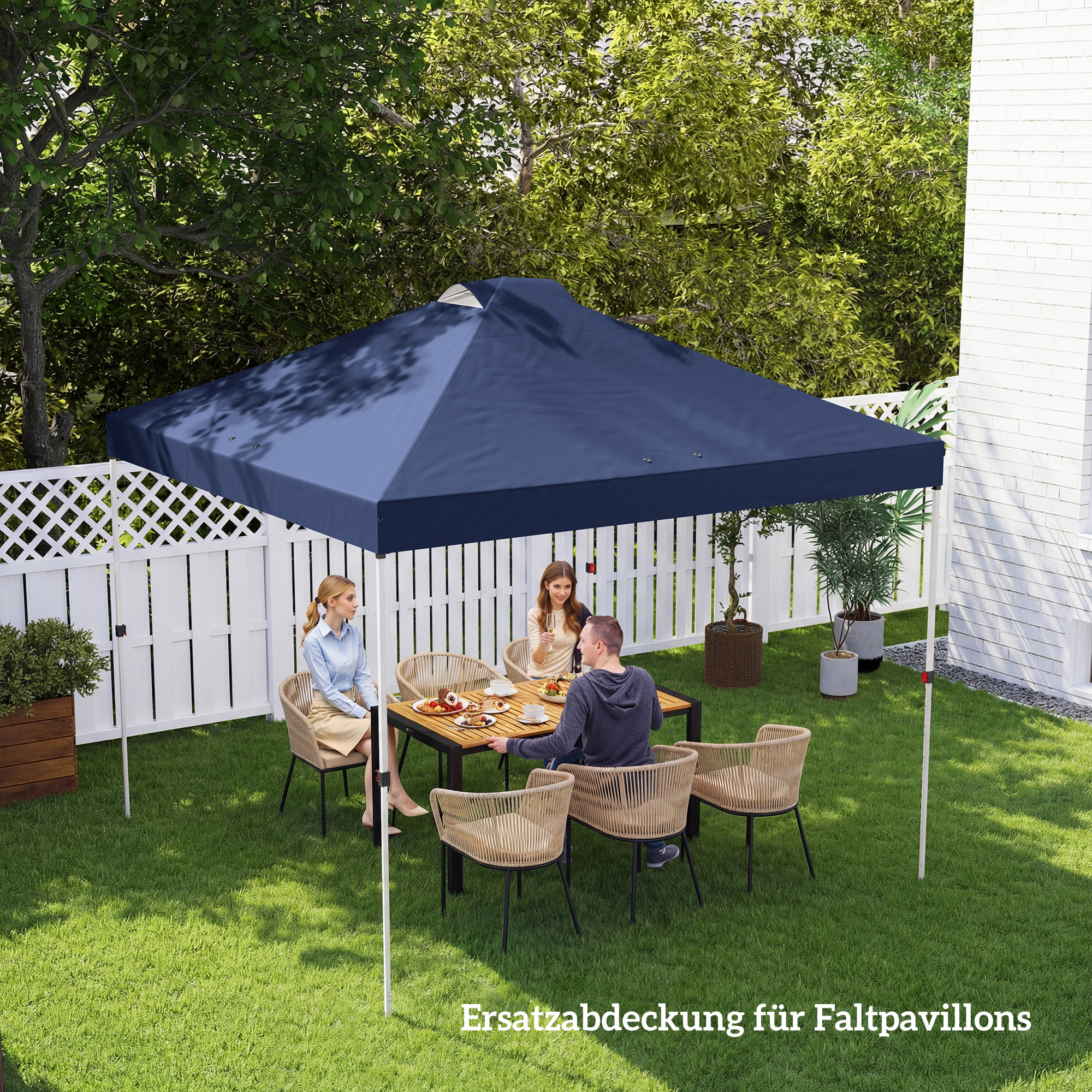 Pavillon-Dach Ersatz UV50+ wasserfest mit 8 Abflusslöchern 3 x 3 m, Blau