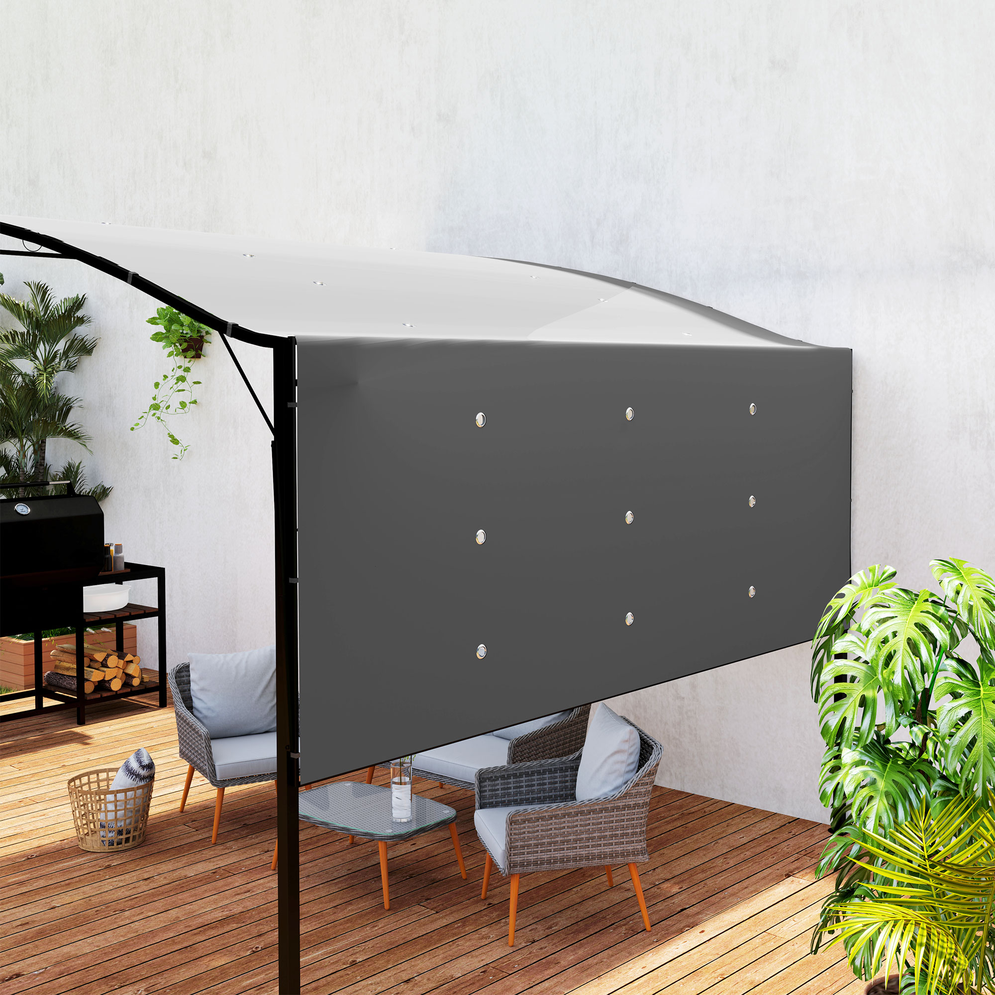 Pavillon mit klappbarer Dacherweiterung wetterfest 3 x 2,5 m Dunkelgrau