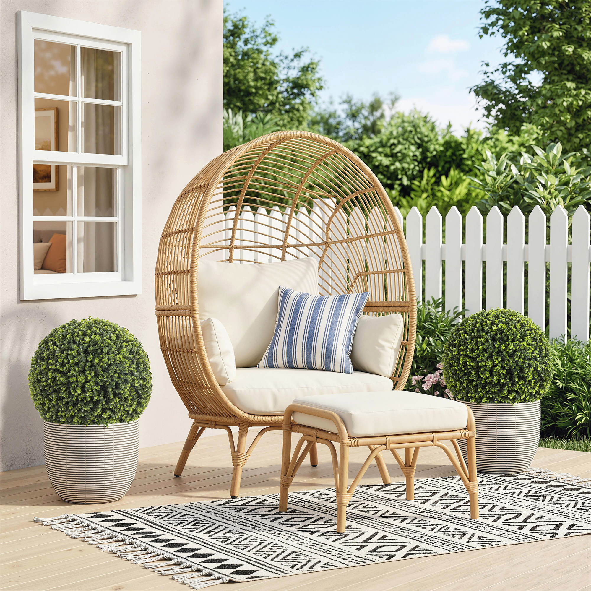 52 cm künstliche Buchsbaum-Kugeln im 2er-Set, UV-beständige Dekopflanzen mit 1086 Blättern für Innen- und Außen