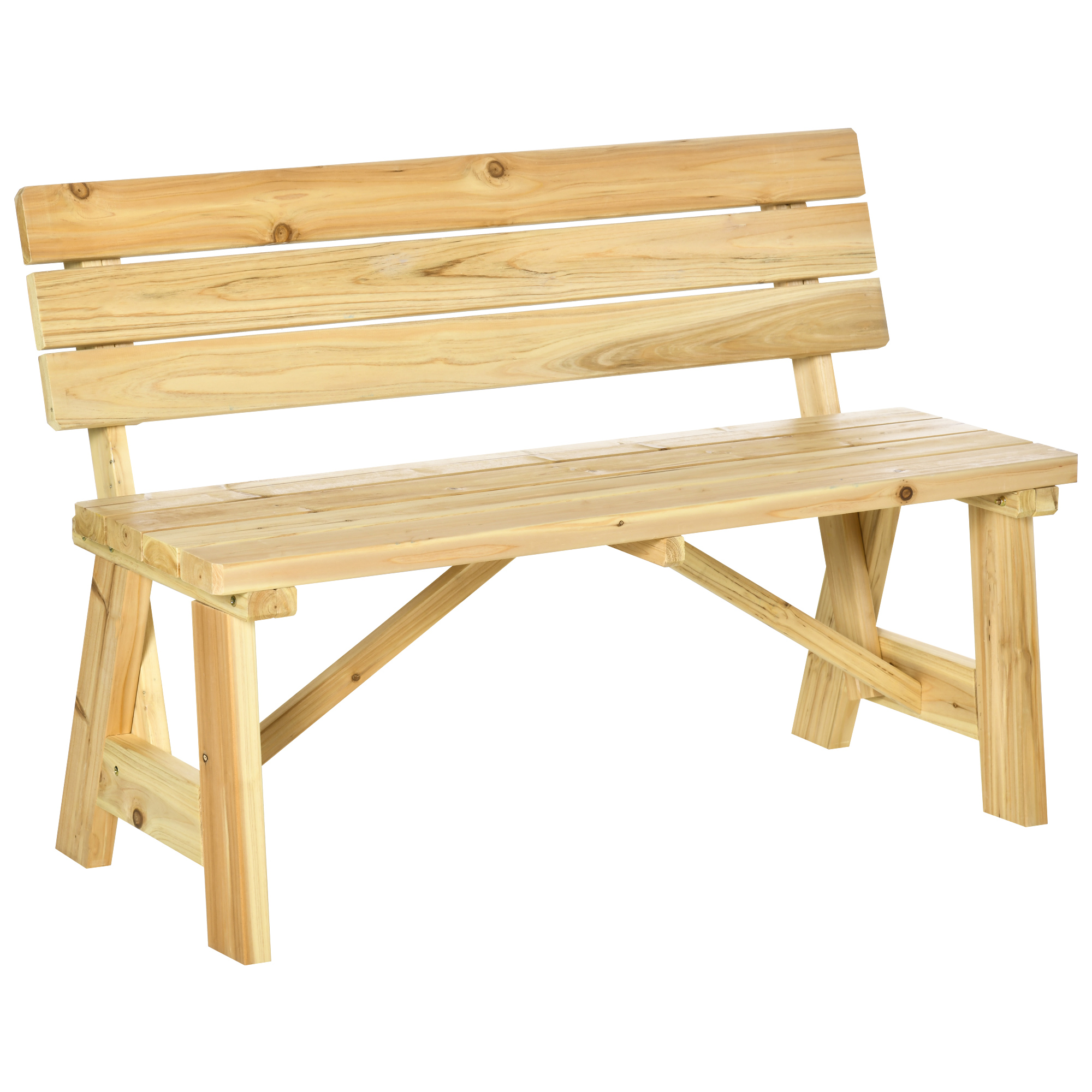 2-Sitzer Gartenbank Holz, wetterfest Sitzbank, UV-Beständig Gartenmöbel mit Rückenlehnen, Parkbank 220kg belastbar, Balkonbank, Holzbank für Balkon Terrasse, Garten, 116 x 56 x 80 cm, Natur
