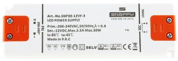 LED-Trafo "CT-SL30" SlimLine 0,5-30W, Ein 198-264V, Aus 12V= Konstantspannung