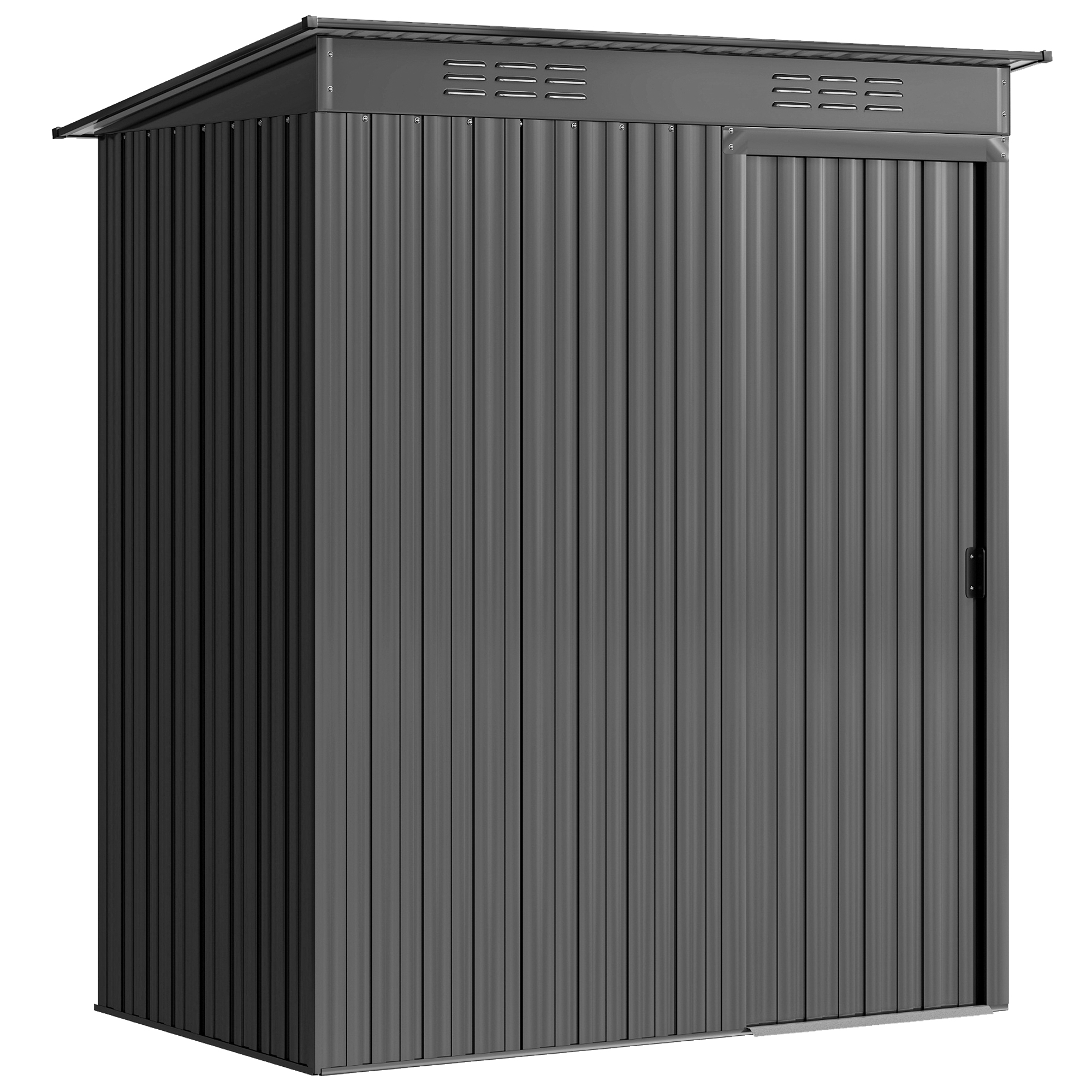 Metall Gerätehaus 1,37 m², Geräteschuppen mit müheloser Montage Pultdach Schiebetür Lüftungen Handschuhen