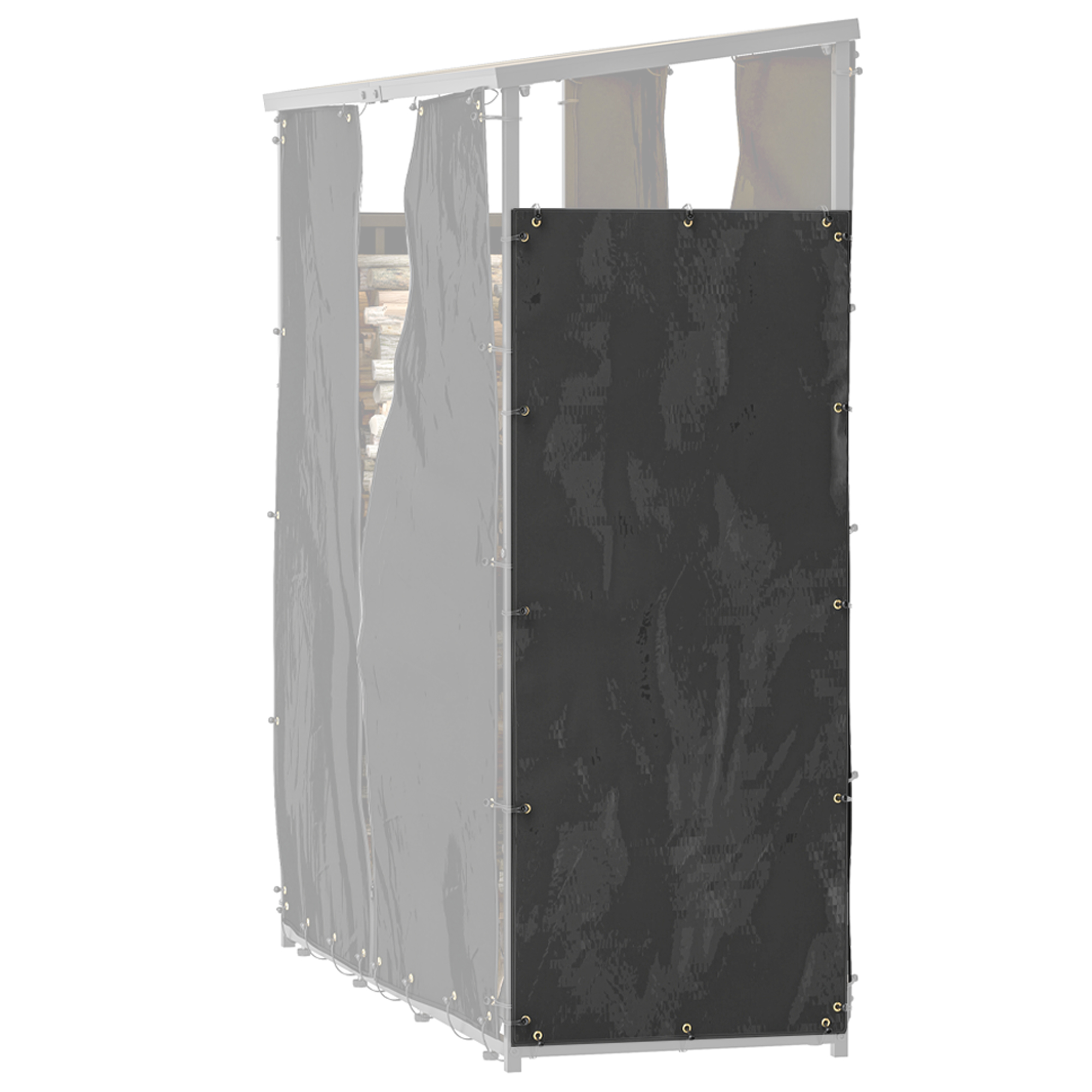 Abdeckung für Brennholzregal, 2er-Set, wetterfest & staubdicht, 148 x 62 cm, Schwarz