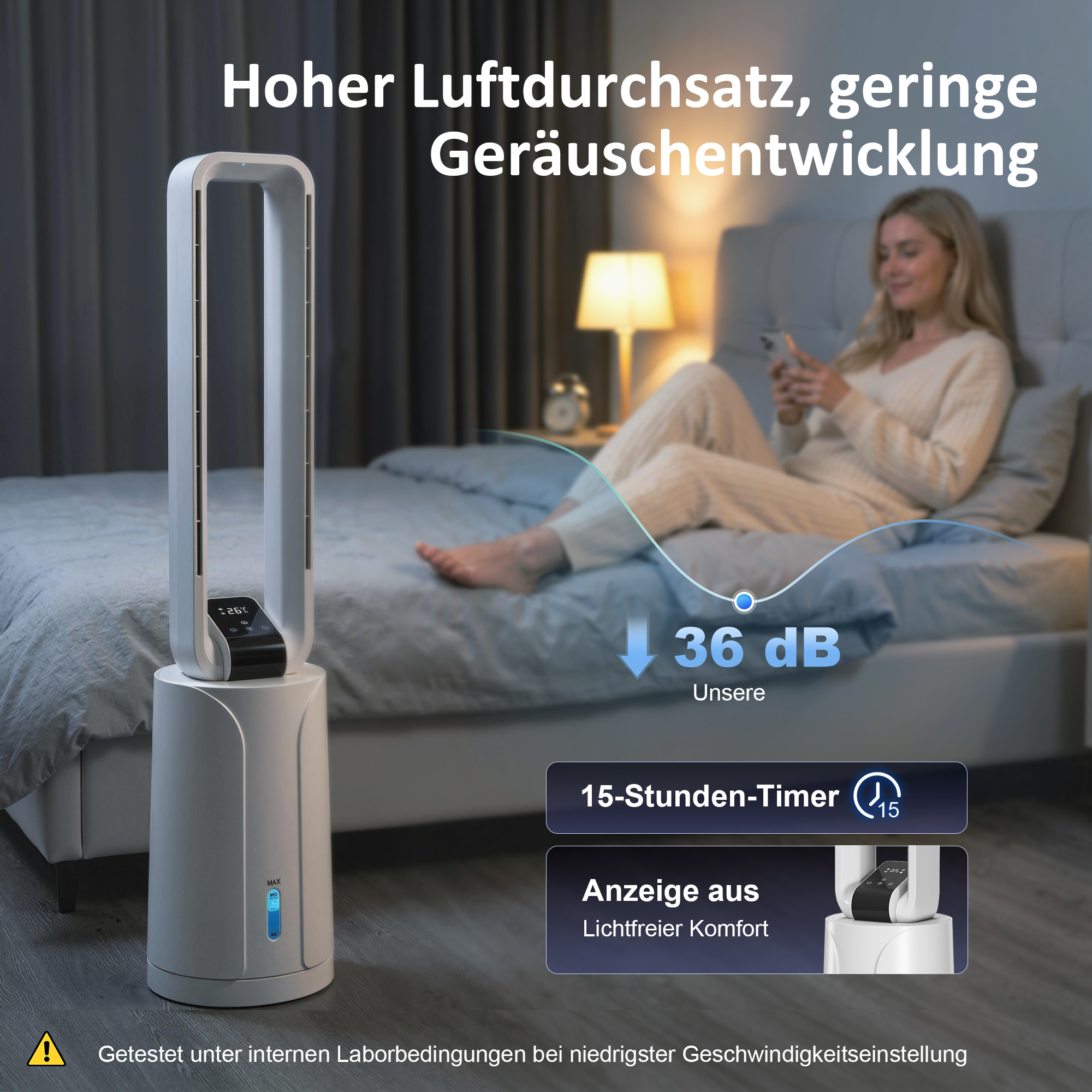 Verdunstungsluftkühler mit Fernbedienung, 15-Stunden-Timer, Kühlakku für Zuhause und Büro, Weiß