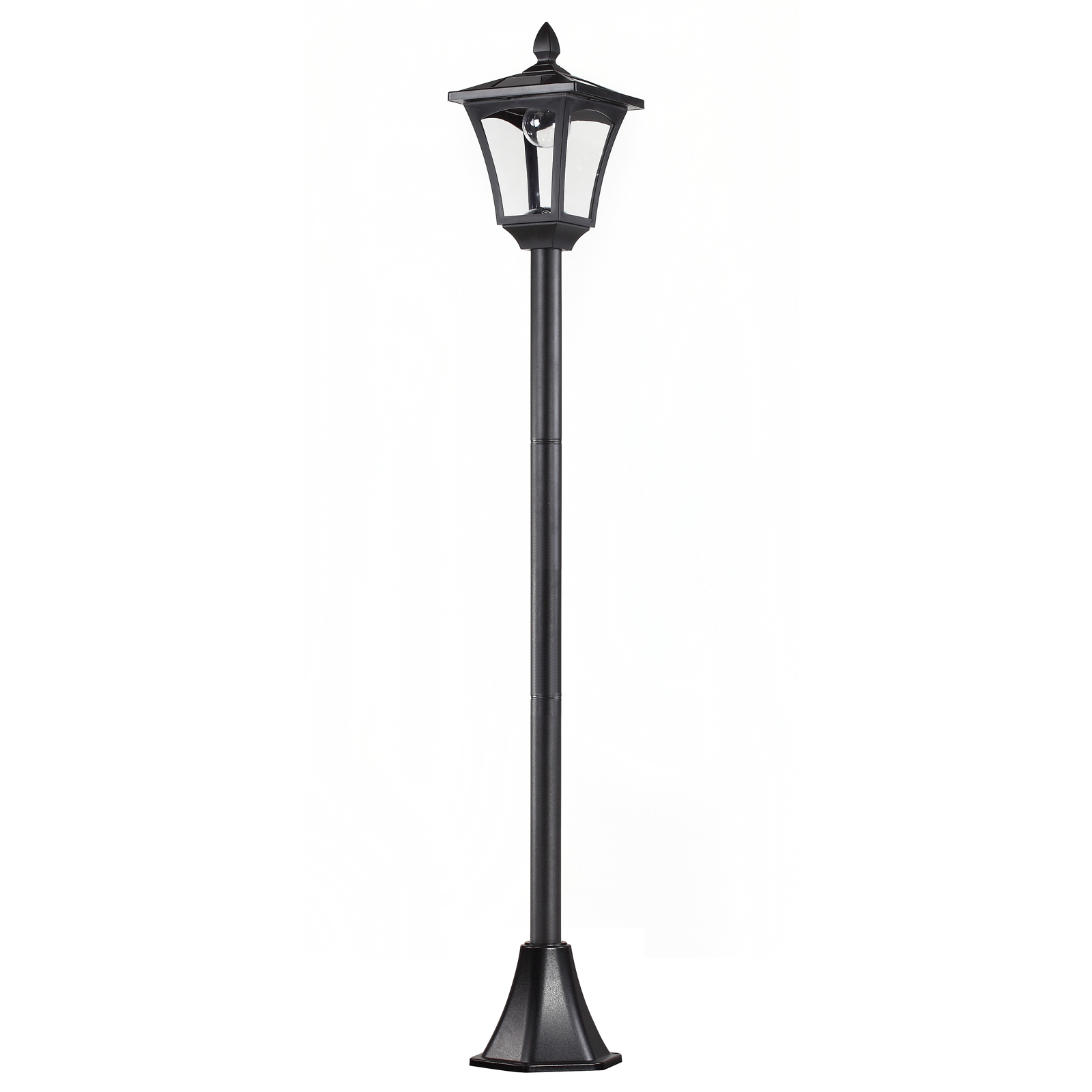 LED Solar Gartenlaterne, Stehleuchte aus Edelstahl Gartenlampe 160 cm hoch Windlicht Außenleuchte IP44, Solarlampe mit Lichtsensor 30 Lumen Erdspieß, Gartenlampe für Garten Balkon Schwarz