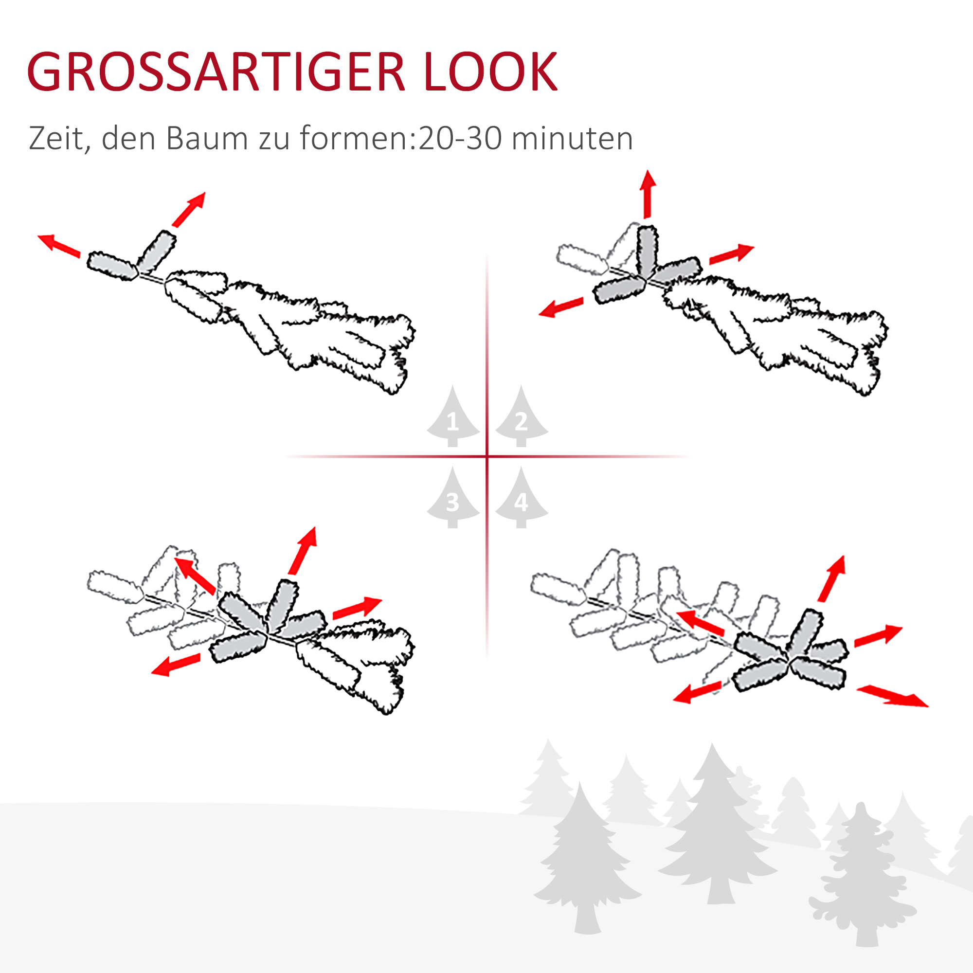 künstlicher Weihnachtsbaum 180 cm Tannenbaum künstlich mit LED Beleuchtung, Schnee, 618 Spitzen Christbaum Weihnachtsdeko inkl. Stahlständer für drinnen