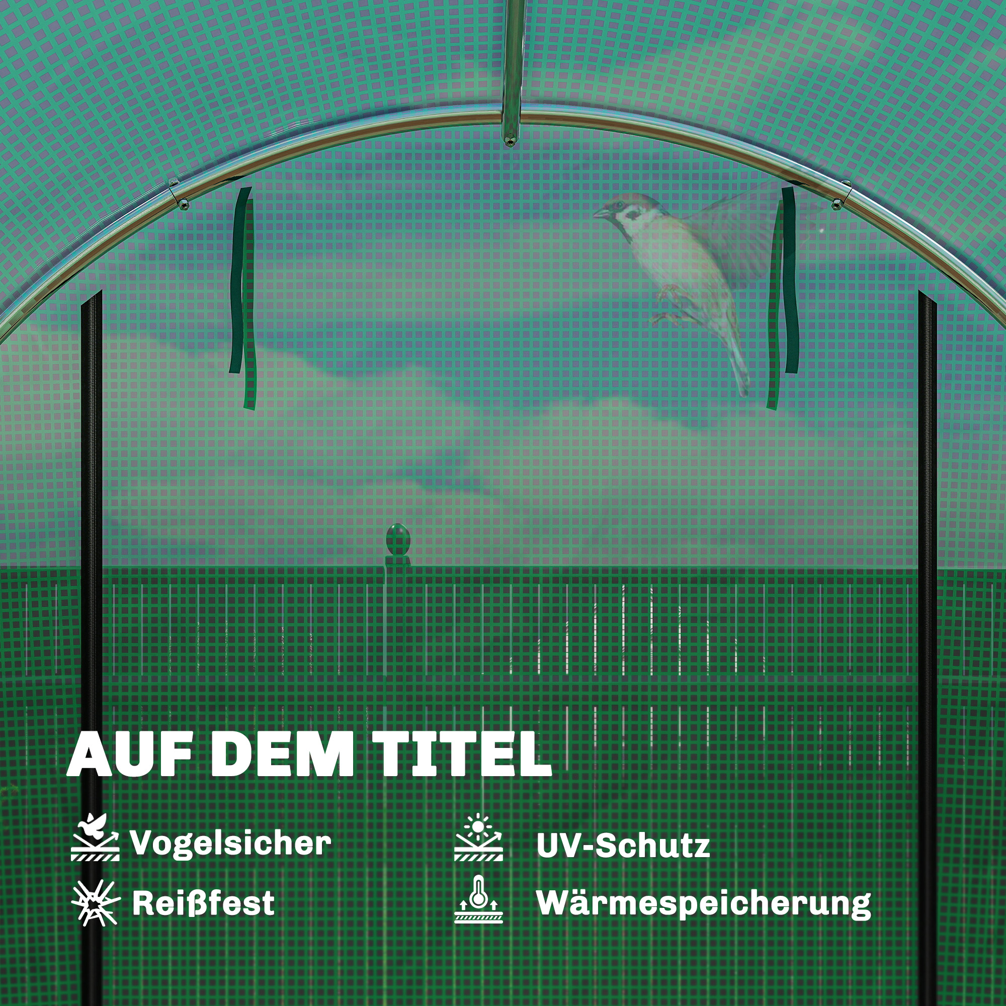 Gewächshaus 3 x 2 x 2 m Foliengewächshaus mit Rollbar 2 Reißverschlusstür & 6 Netzfenster Stützstangen Grün