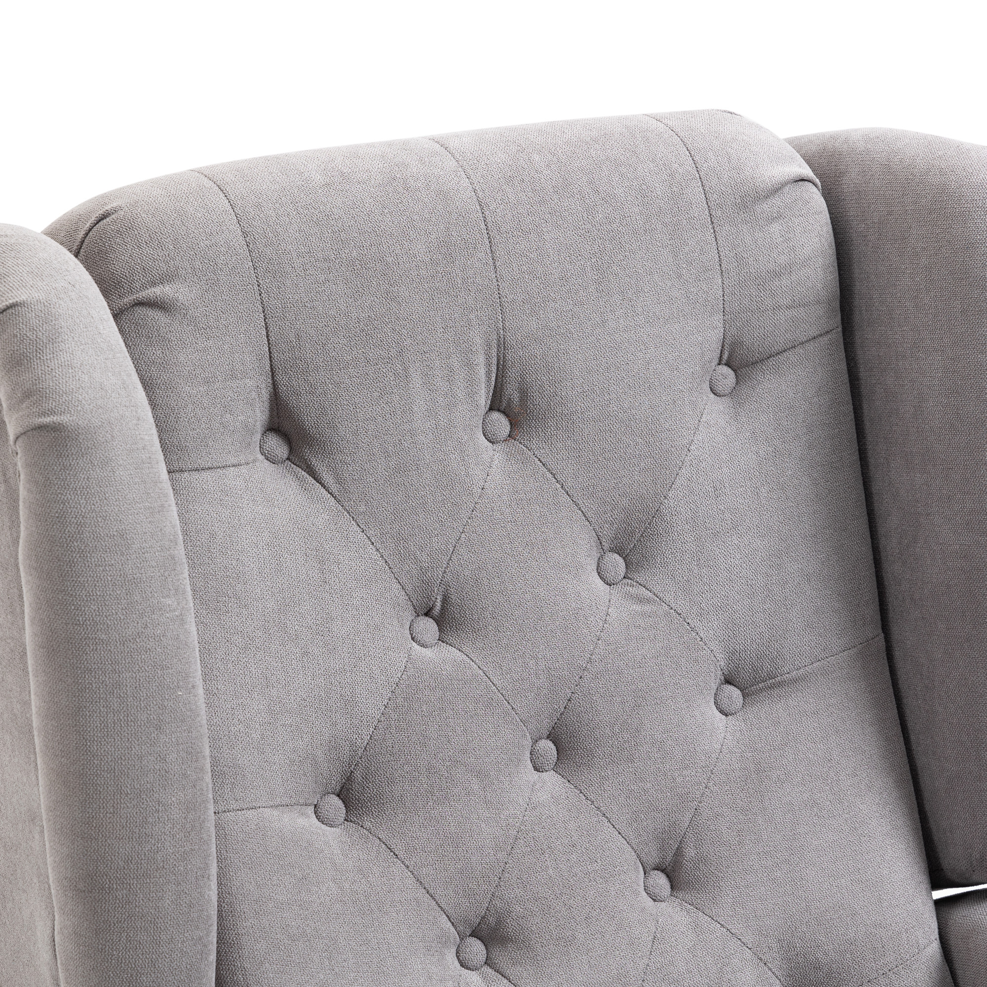 Ohrensessel Sessel mit Tufting, hoher Rückenlehne, Gepolstert Loungesessel mit abgerundeten Armlehnen, Holzbeine, für Schlafzimmer, Wohnzimmer, bis 160 kg, Grau