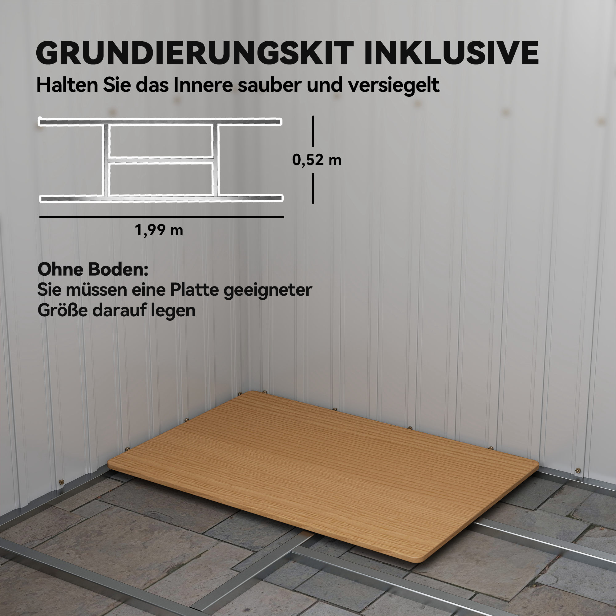 Geräteschuppen, mit Lüftungsfenstern, Schiebetüren, verzinkter Stahl, 213 x 130 x 172 cm, Hellgrau