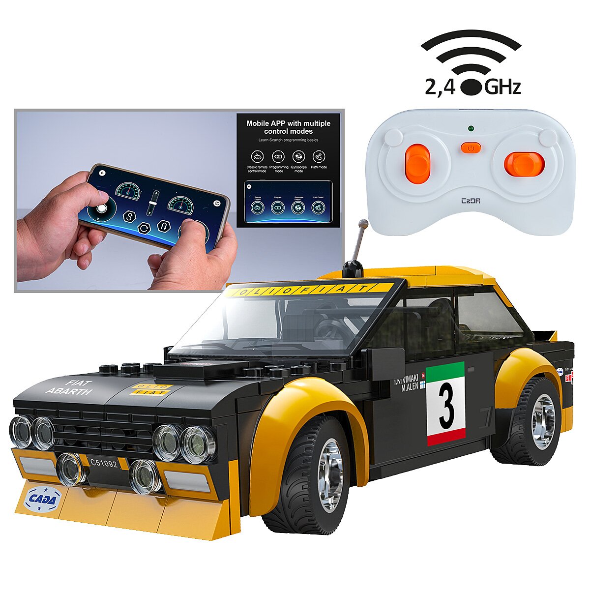 CaDA Set C51092W Fiat Abarth 131 1:20 schwarz 2,4GHz Bricks CaDA Set C51092W Fiat Abarth 131 1:20 schwarz 2,4GHz Bricks