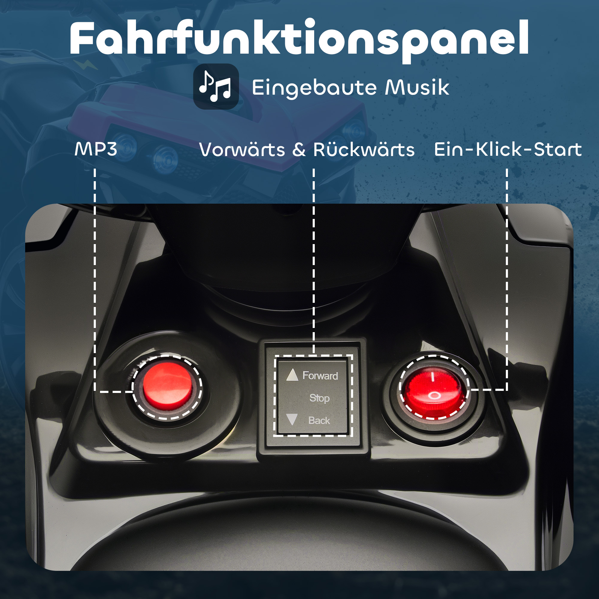 Kinder Quad Elektro 6V Kinderquad mit Vorwärts-, Rückwärtsfunktion, Musik, LED-Scheinwerfer Rosa