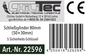 Schließzylinder 80mm (50+30mm) / Profil-Zylinder, 5 Sicherheits-Schlüssel