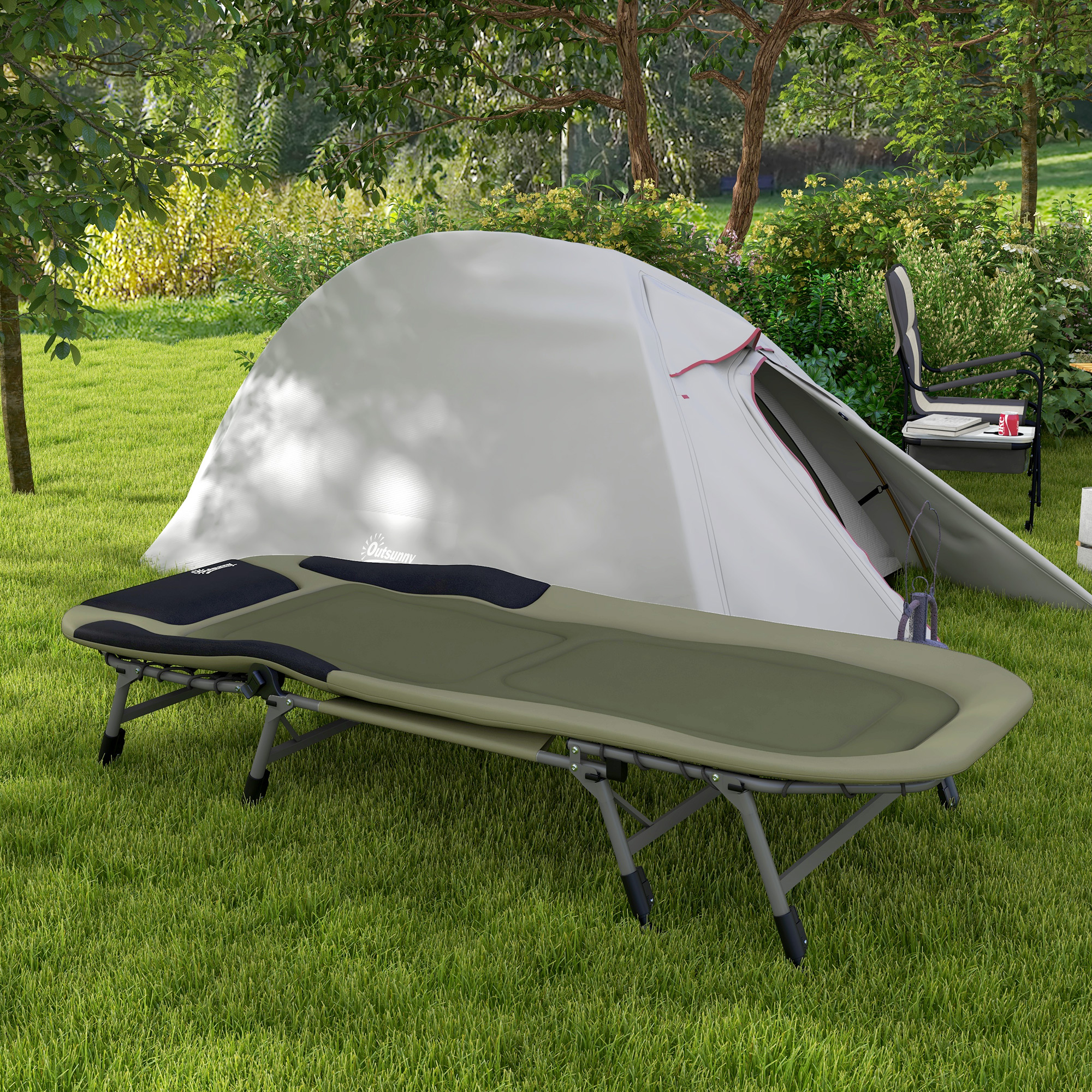 Campingliege Campingbett Feldbett, 200 x 85 x 40-55 cm, Grün