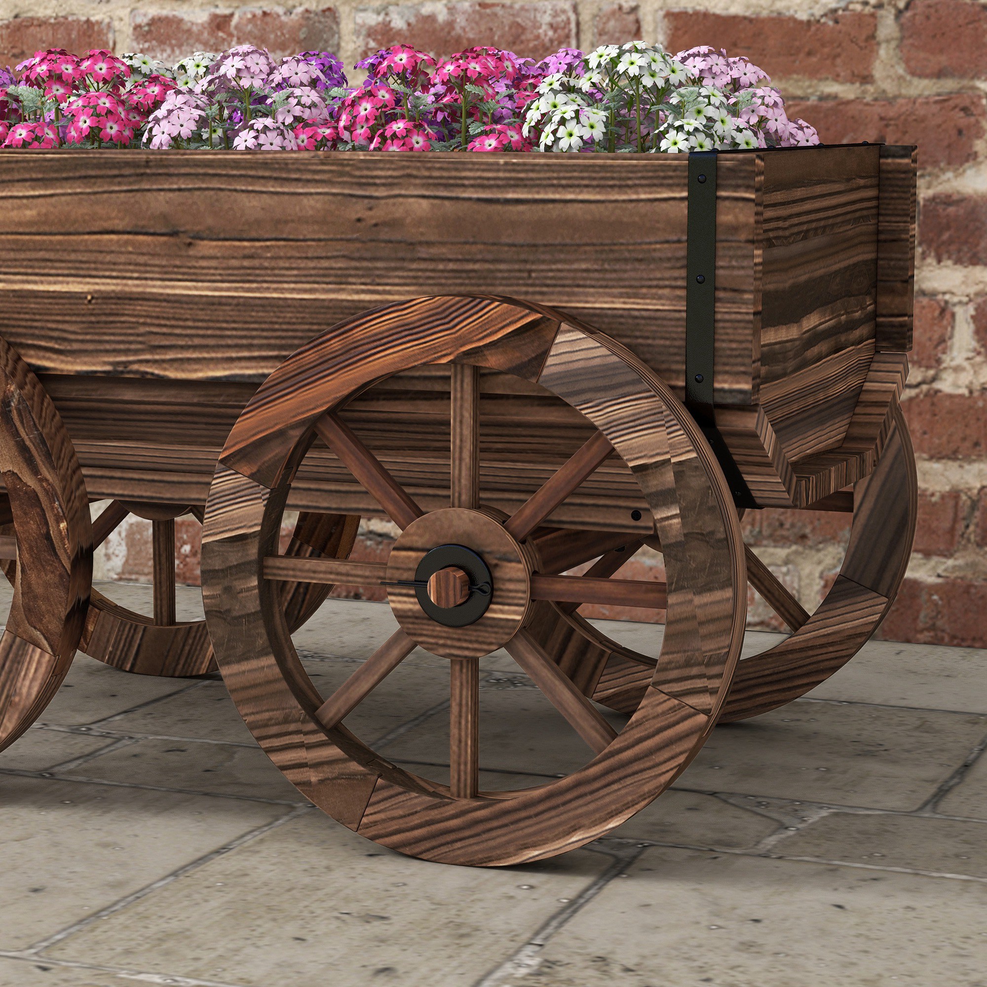 Pflanzen-Schubkarre Hochbeet aus Holz, wetterbeständig, 120 x 41 x 50 cm, Braun