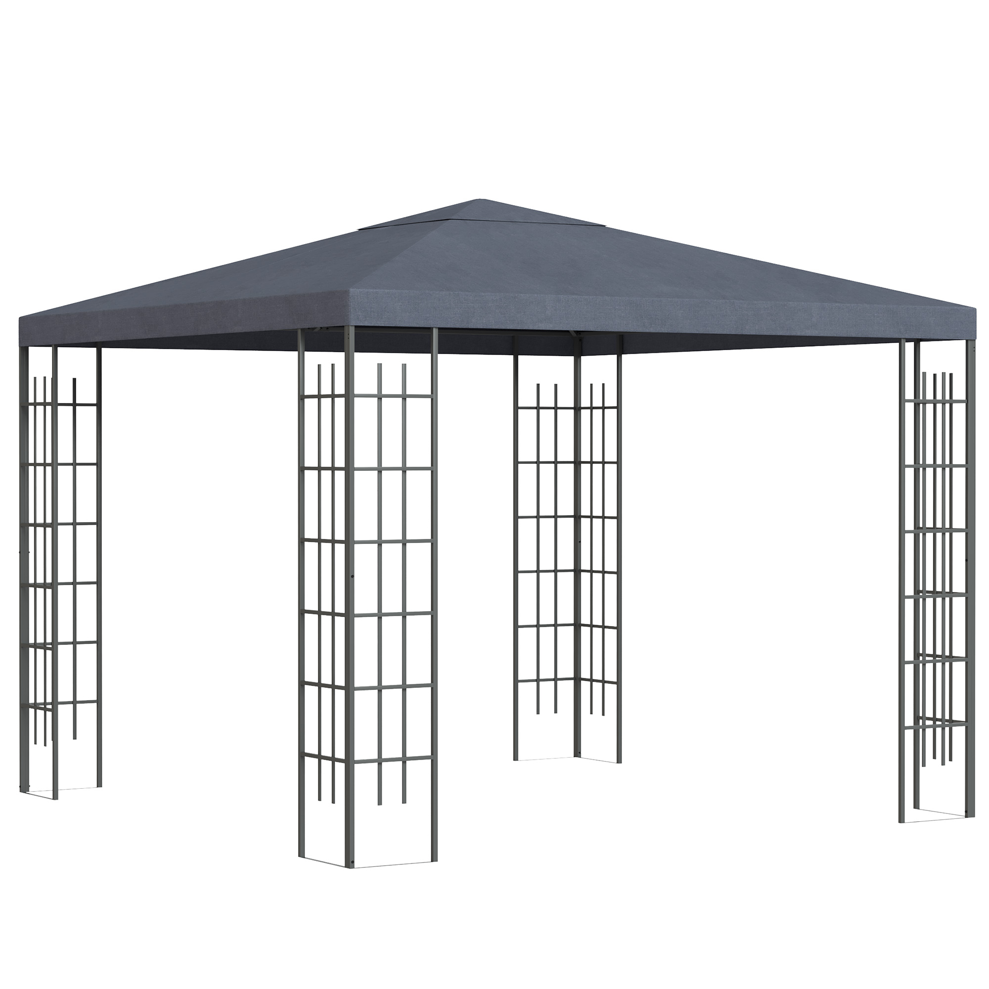 Gartenpavillon 2,95 x 2,95 m Pavillon Gartenzelt Festzelt Partyzelt Stahl Polyester Grau