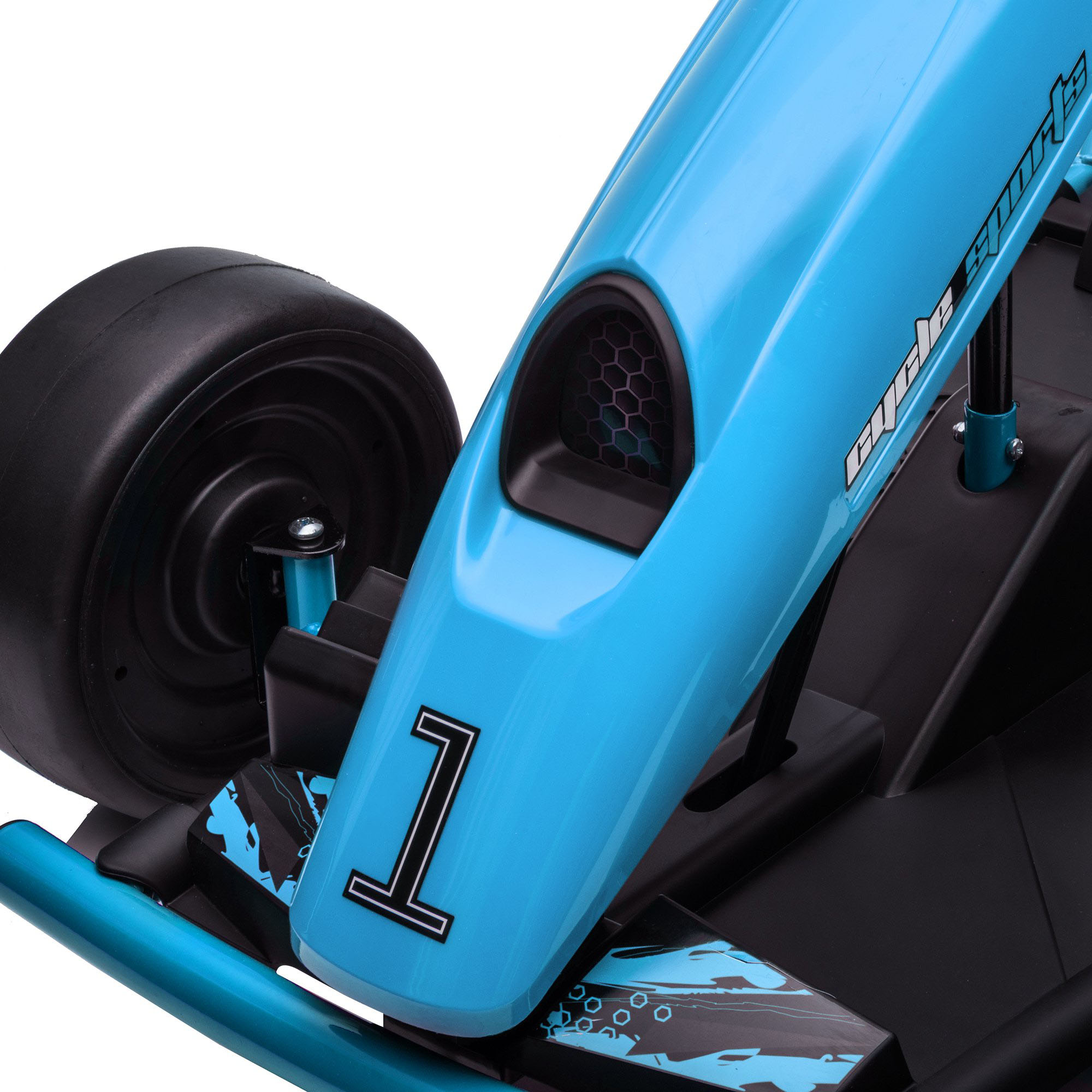 Elektro-Gokart für Kinder, Drift-Funktion, Hupe, Musik, Sicherheitsgurt, Soft-Start, Blau/Schwarz