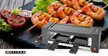 Raclette / Gourmet-Set | 2 Personen | 400 W | 23 x 10 cm | Antihaftbeschichtung