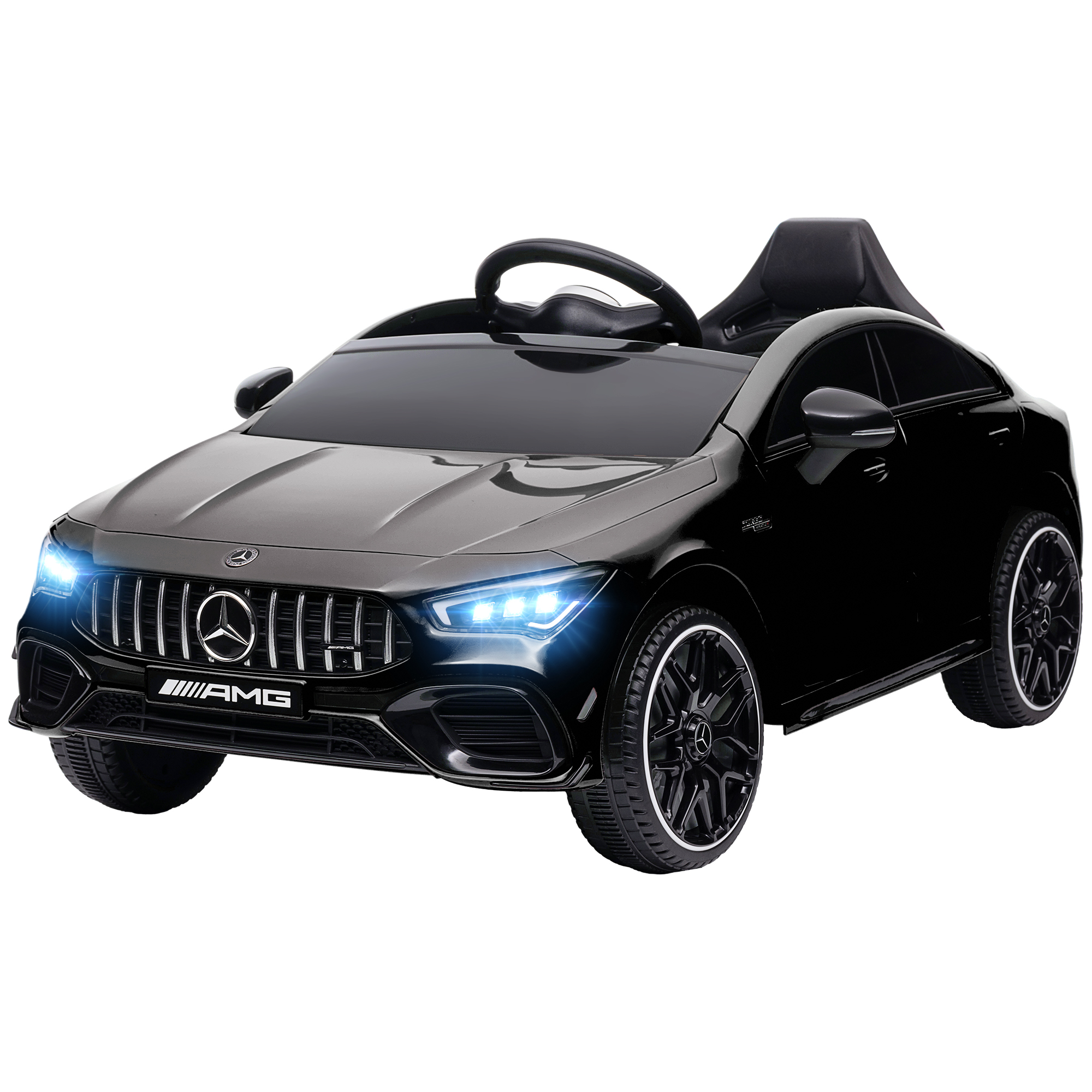 Kinder-Elektroauto, fernsteuerbar, mit Transportrollen, LED-Lichter, Hupe, für Kinder von 3-6 Jahren, Schwarz